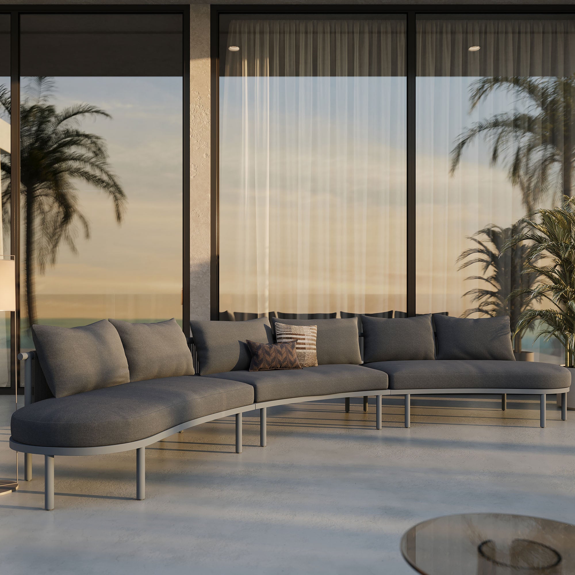 Modway Porta 3 Piece Outdoor Patio Aluminum Modular Sofa EEI-7612