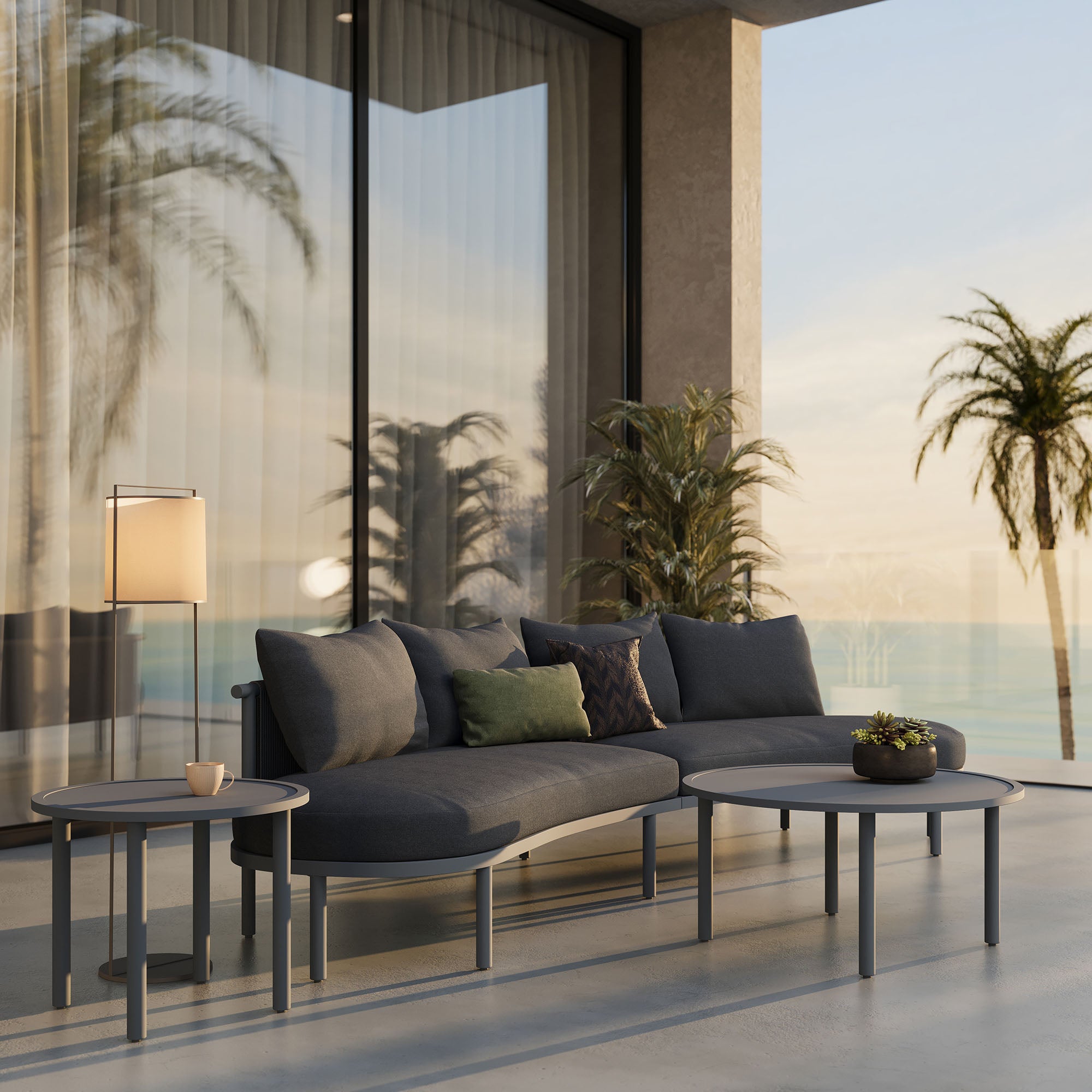 Modway Porta 4 Piece Outdoor Patio Aluminum Modular Sofa Set EEI-7613