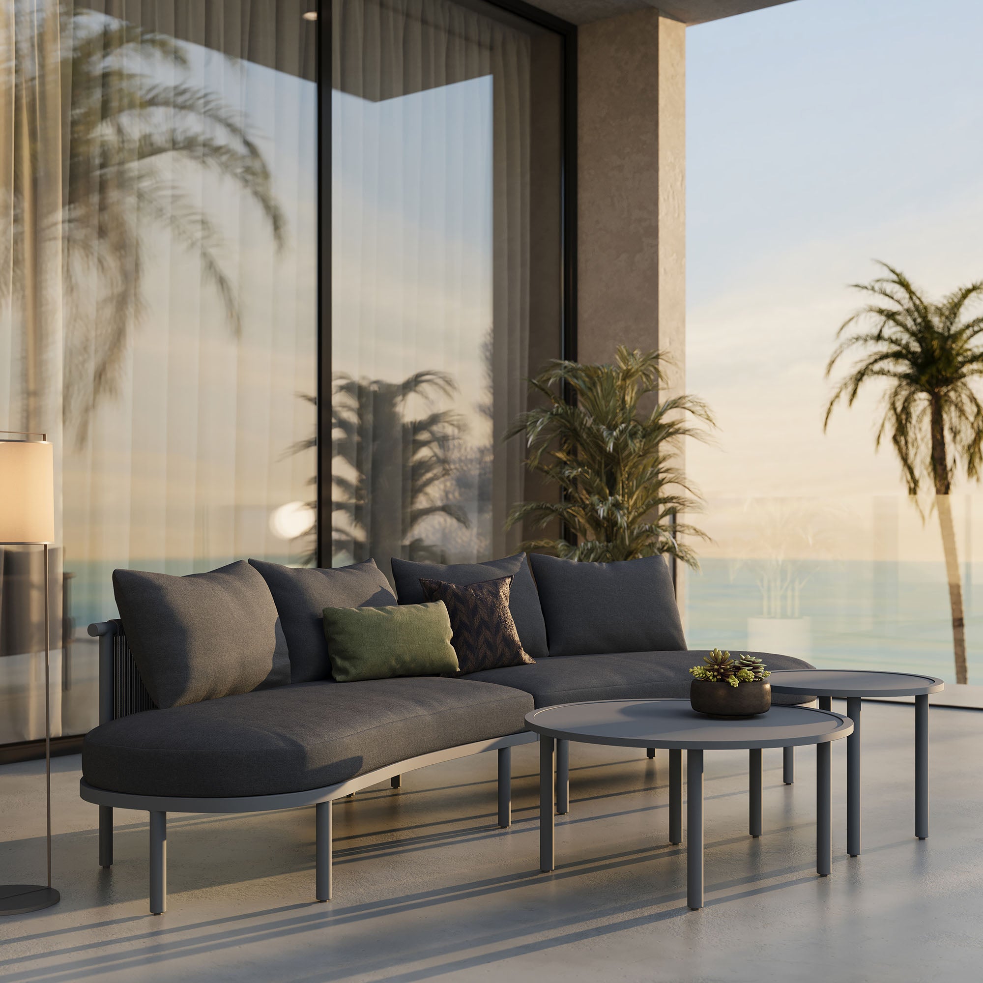 Modway Porta 4 Piece Outdoor Patio Aluminum Modular Sofa Set EEI-7613