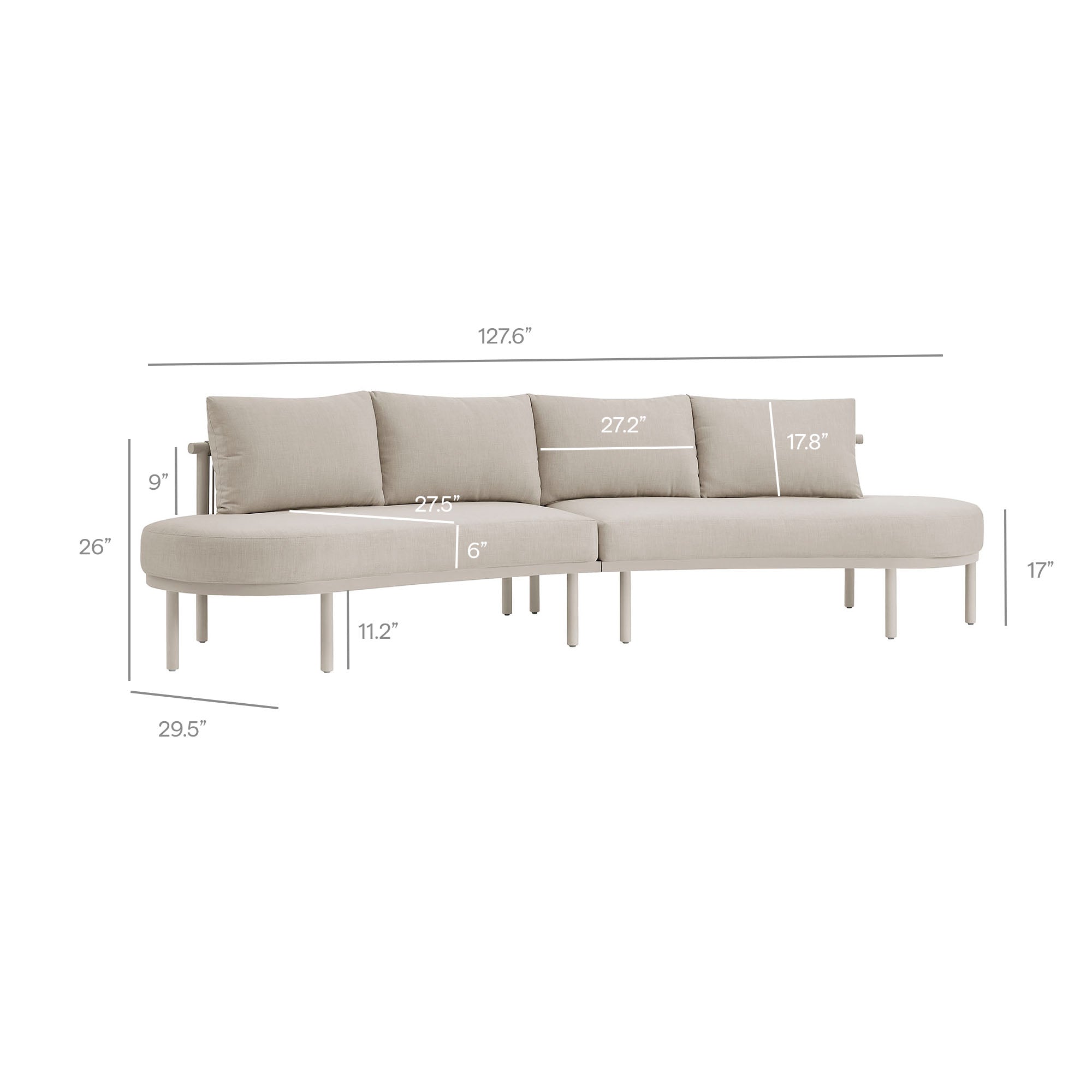 Modway Porta 4 Piece Outdoor Patio Aluminum Modular Sofa Set EEI-7613