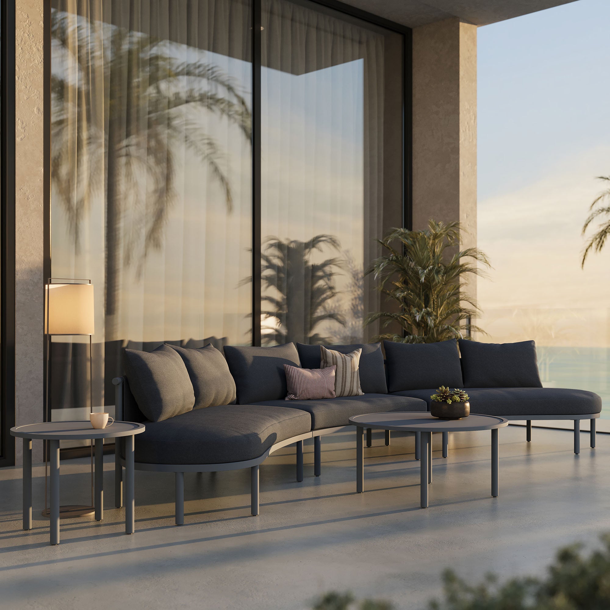 Modway Porta 5 Piece Outdoor Patio Aluminum Modular Sofa Set EEI-7614