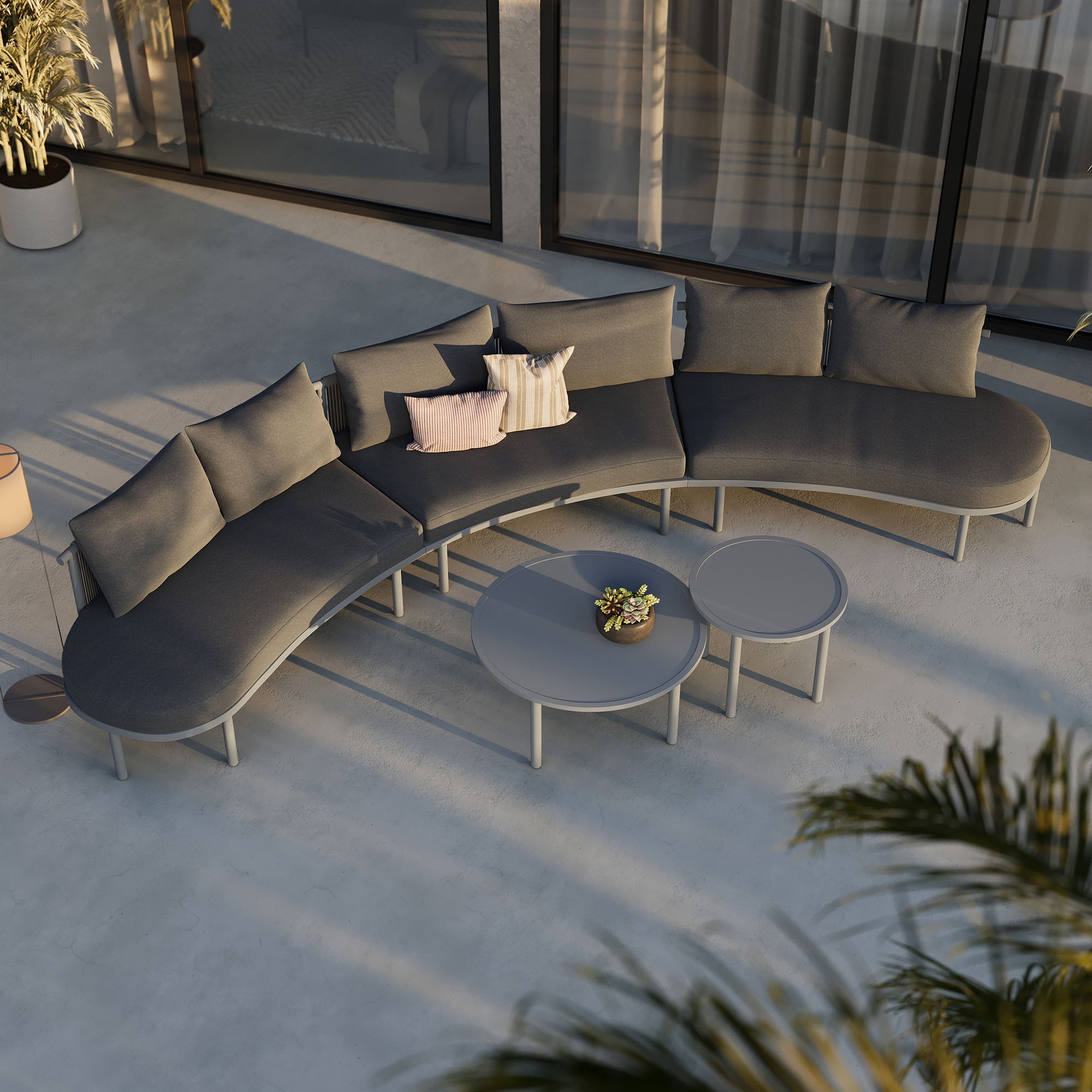 Modway Porta 5 Piece Outdoor Patio Aluminum Modular Sofa Set EEI-7614