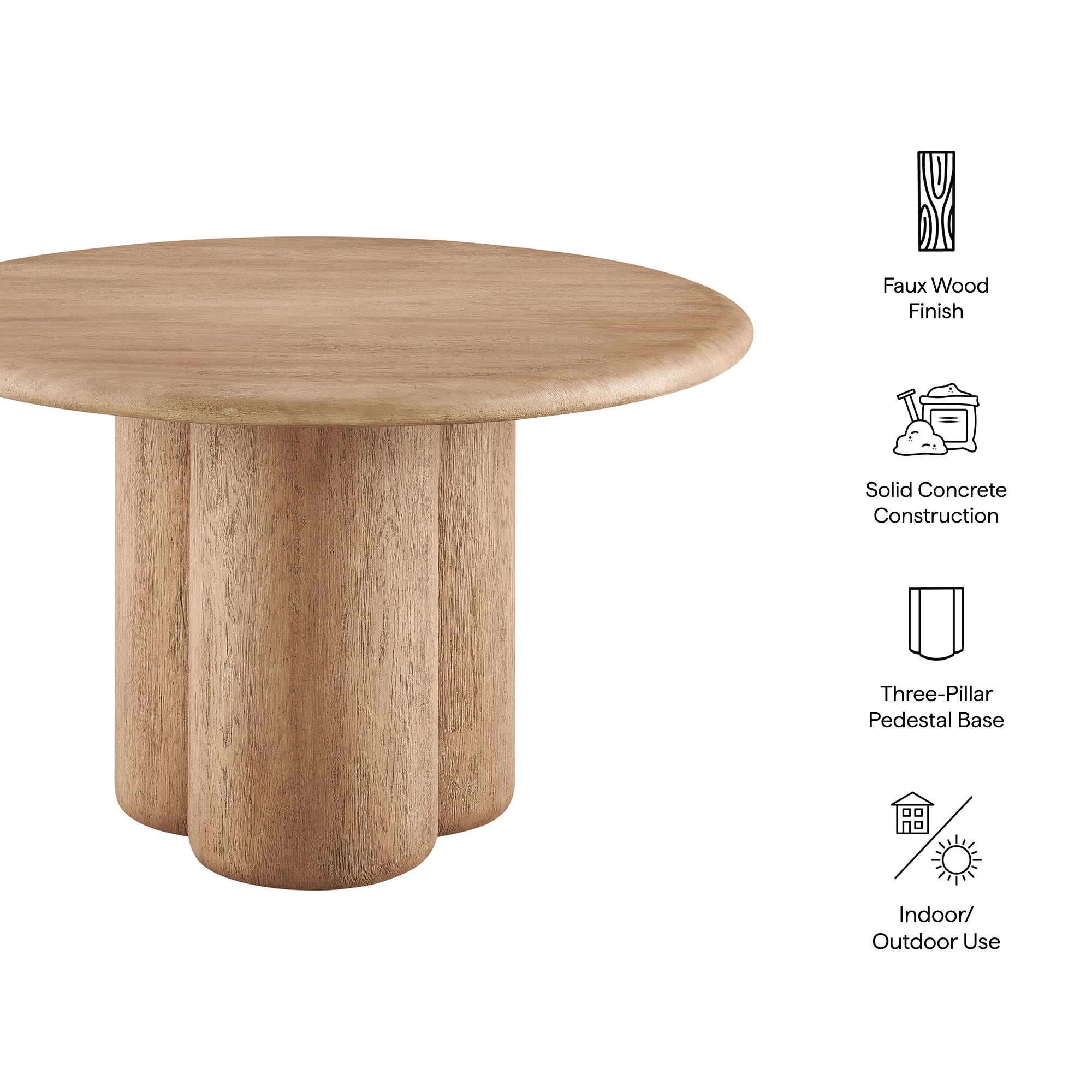 Modway EEI-7619 Tori 48 Inch Round Indoor and Outdoor Patio Dining Table