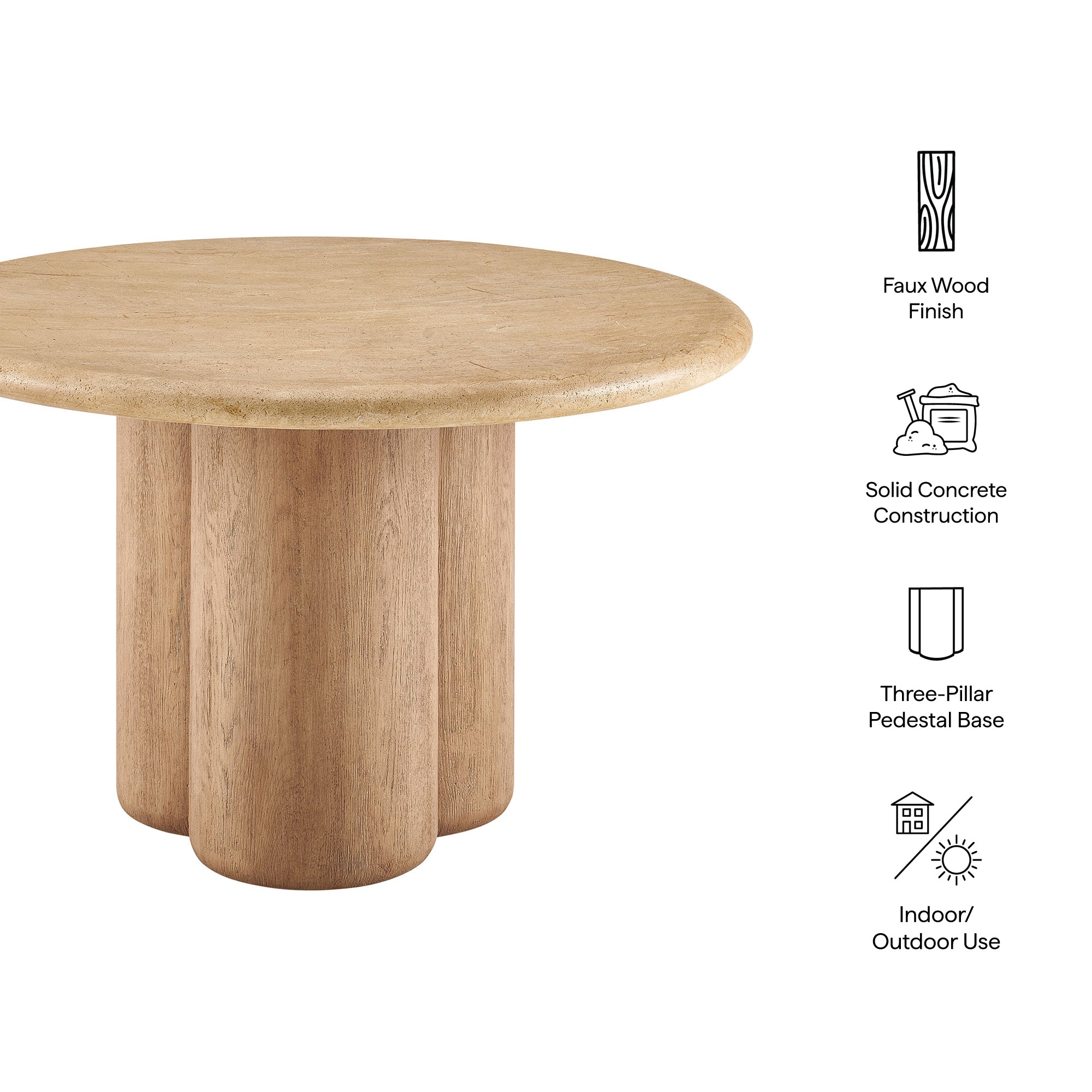 Modway EEI-7619 Tori 48 Inch Round Indoor and Outdoor Patio Dining Table