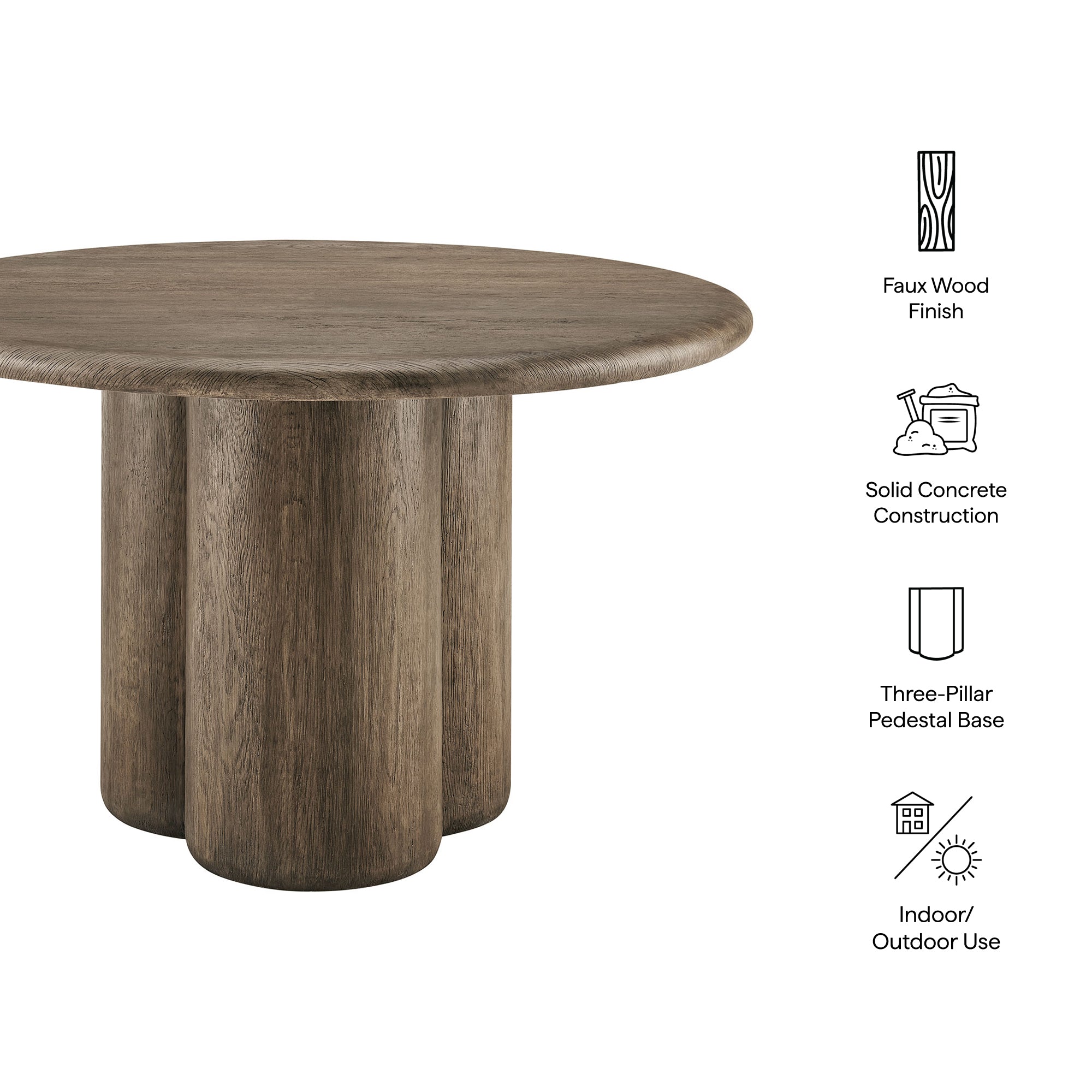 Modway EEI-7619 Tori 48 Inch Round Indoor and Outdoor Patio Dining Table