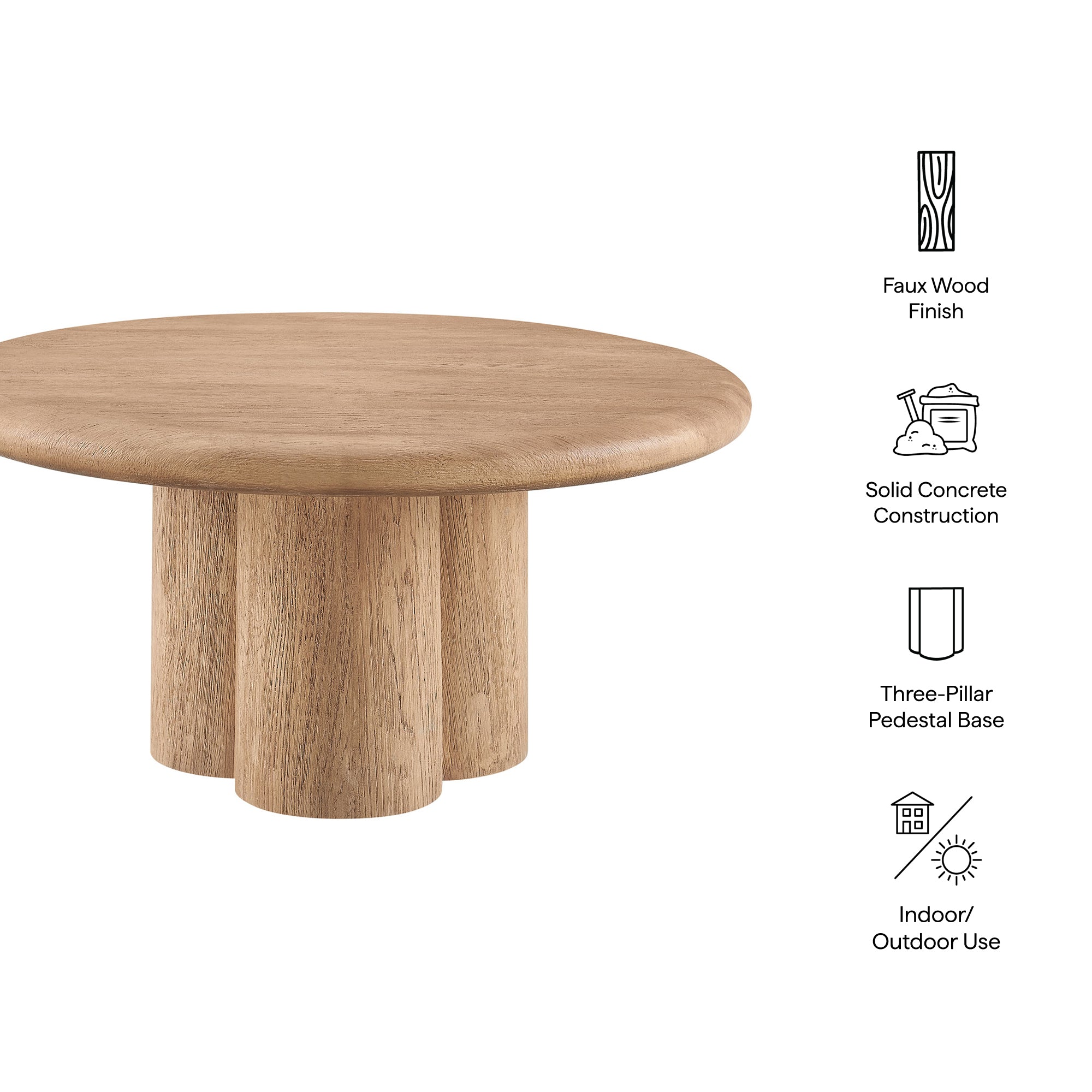 Modway EEI-7620 Tori 31 Inch Round Indoor and Outdoor Patio Coffee Table