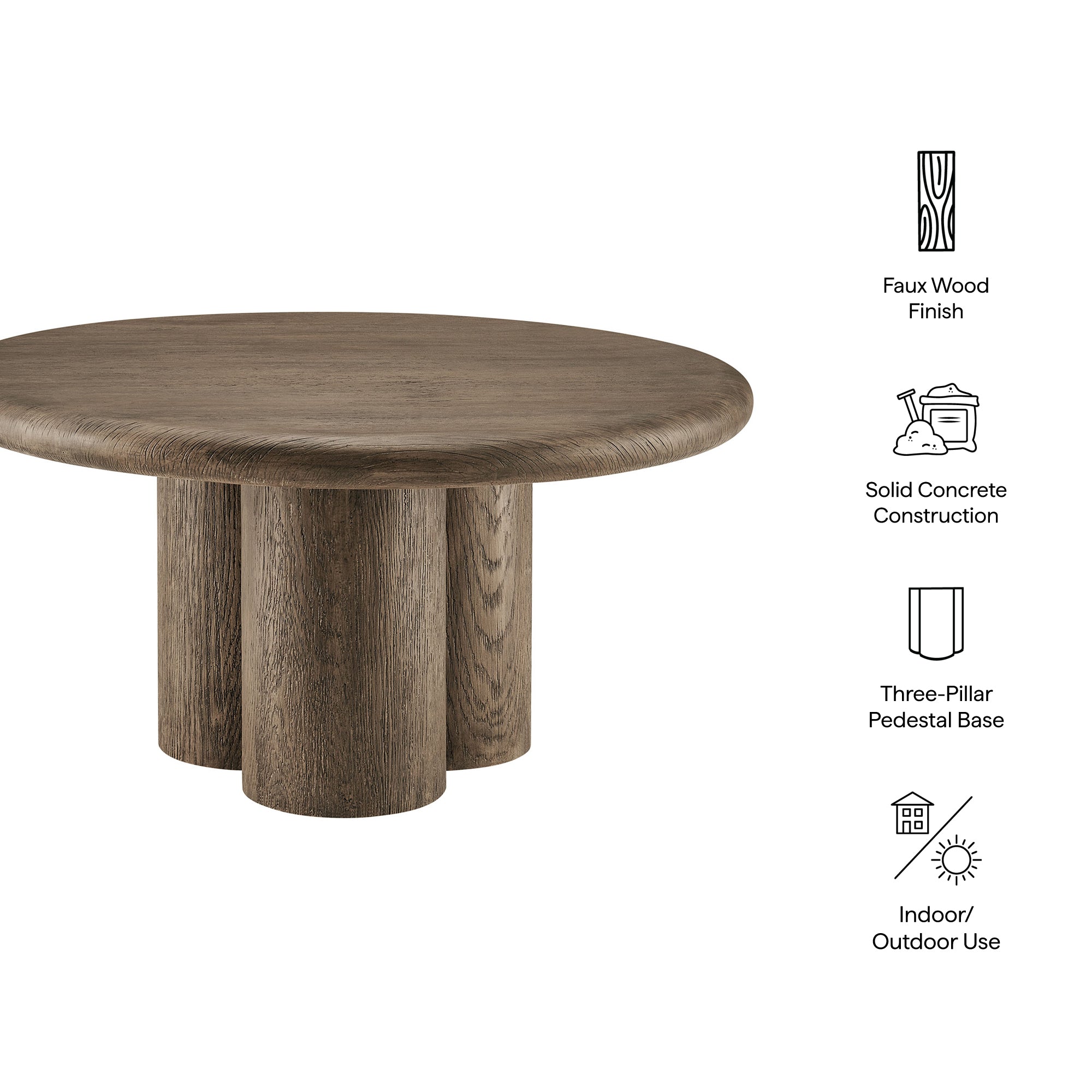 Modway EEI-7620 Tori 31 Inch Round Indoor and Outdoor Patio Coffee Table