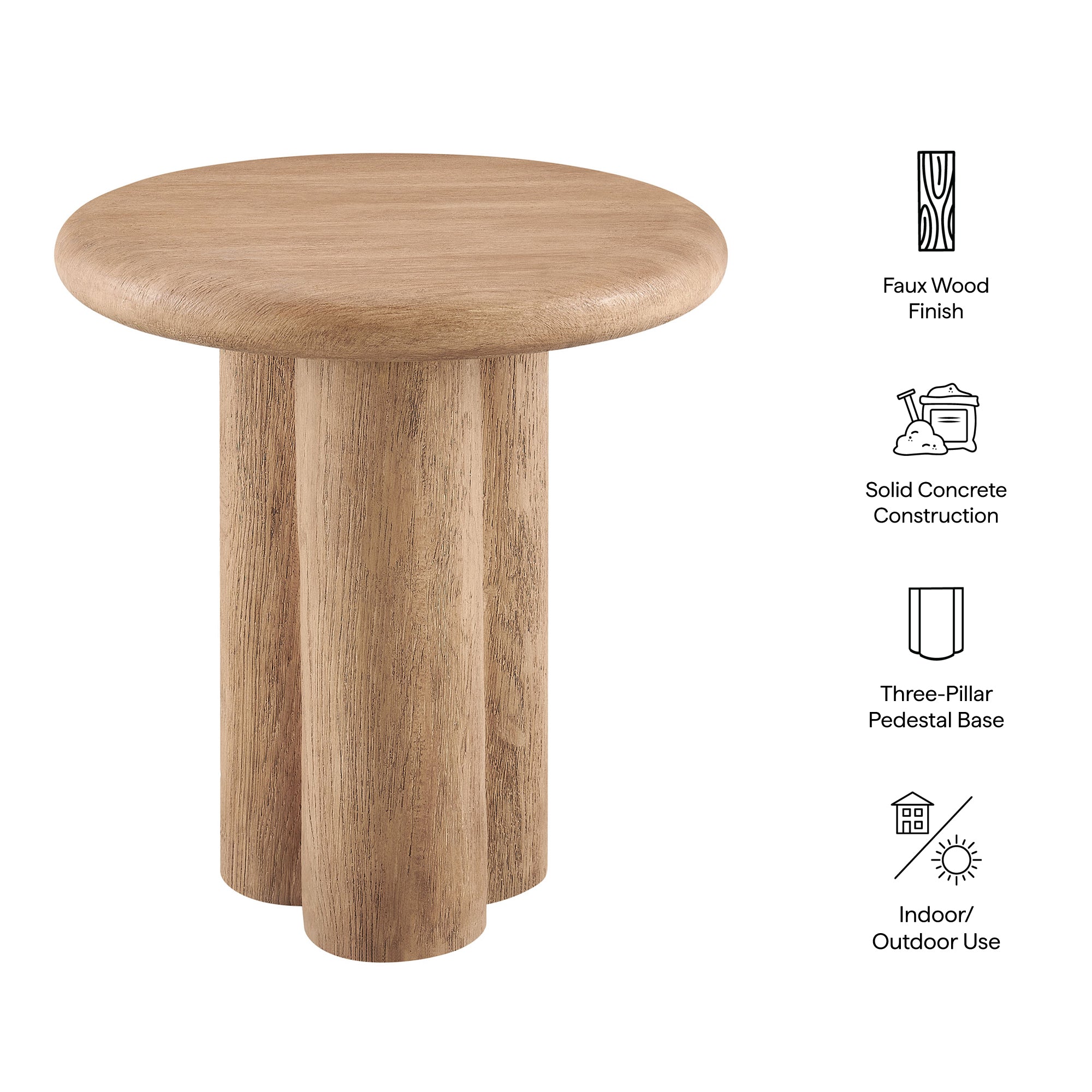Modway EEI-7621 Tori 20 Inch Round Indoor and Outdoor Patio Side Table