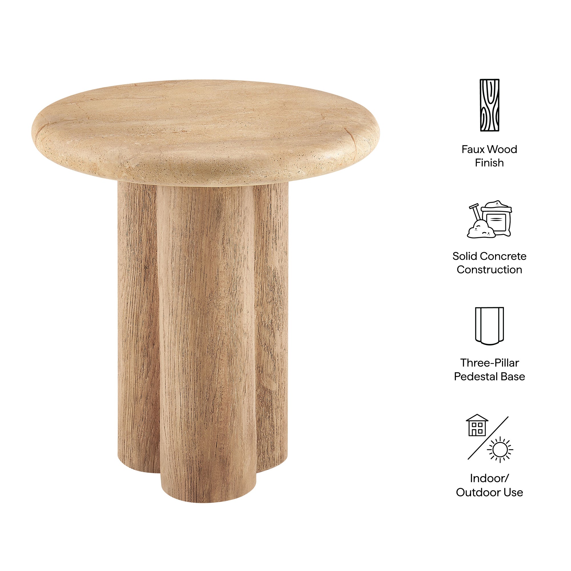 Modway EEI-7621 Tori 20 Inch Round Indoor and Outdoor Patio Side Table