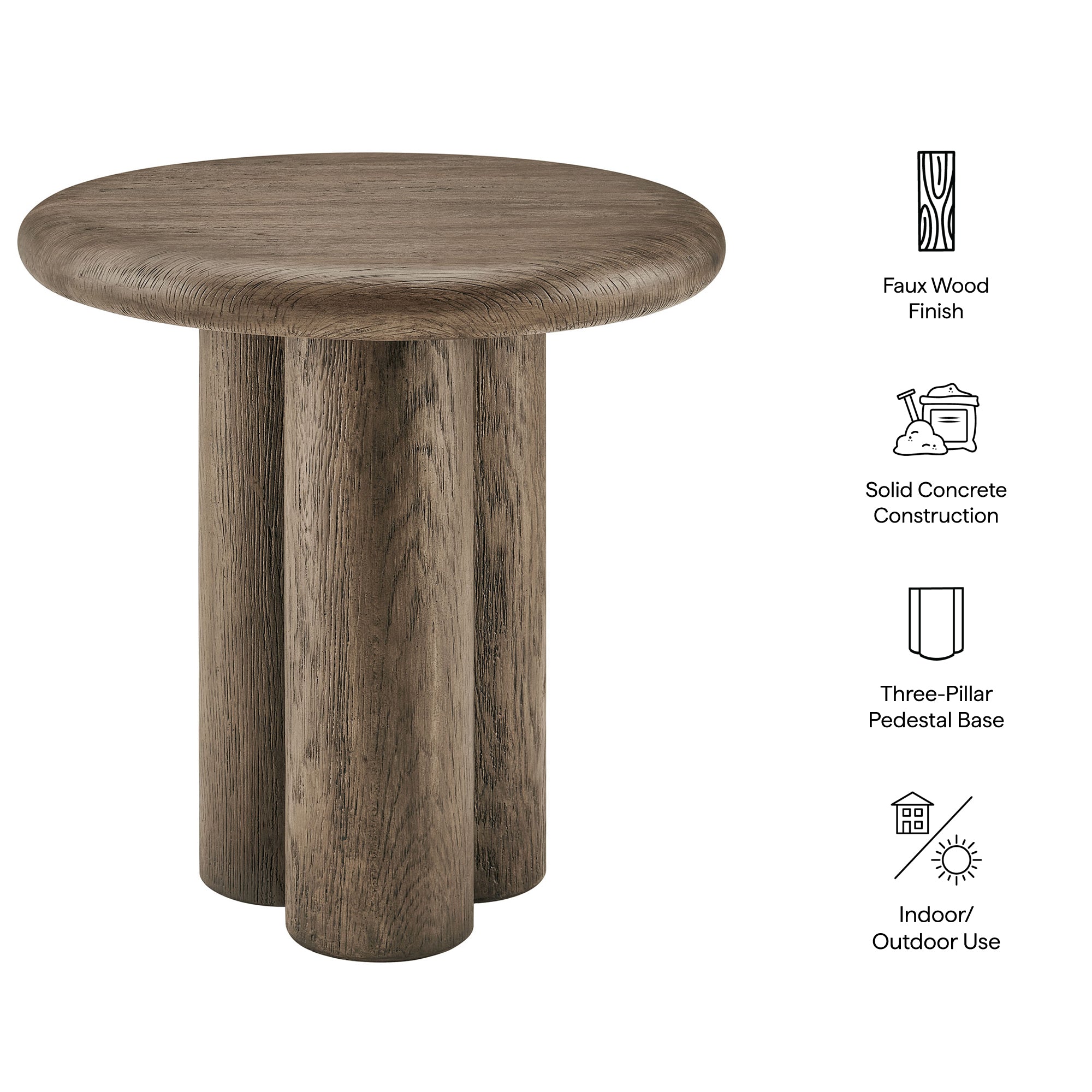 Modway EEI-7621 Tori 20 Inch Round Indoor and Outdoor Patio Side Table
