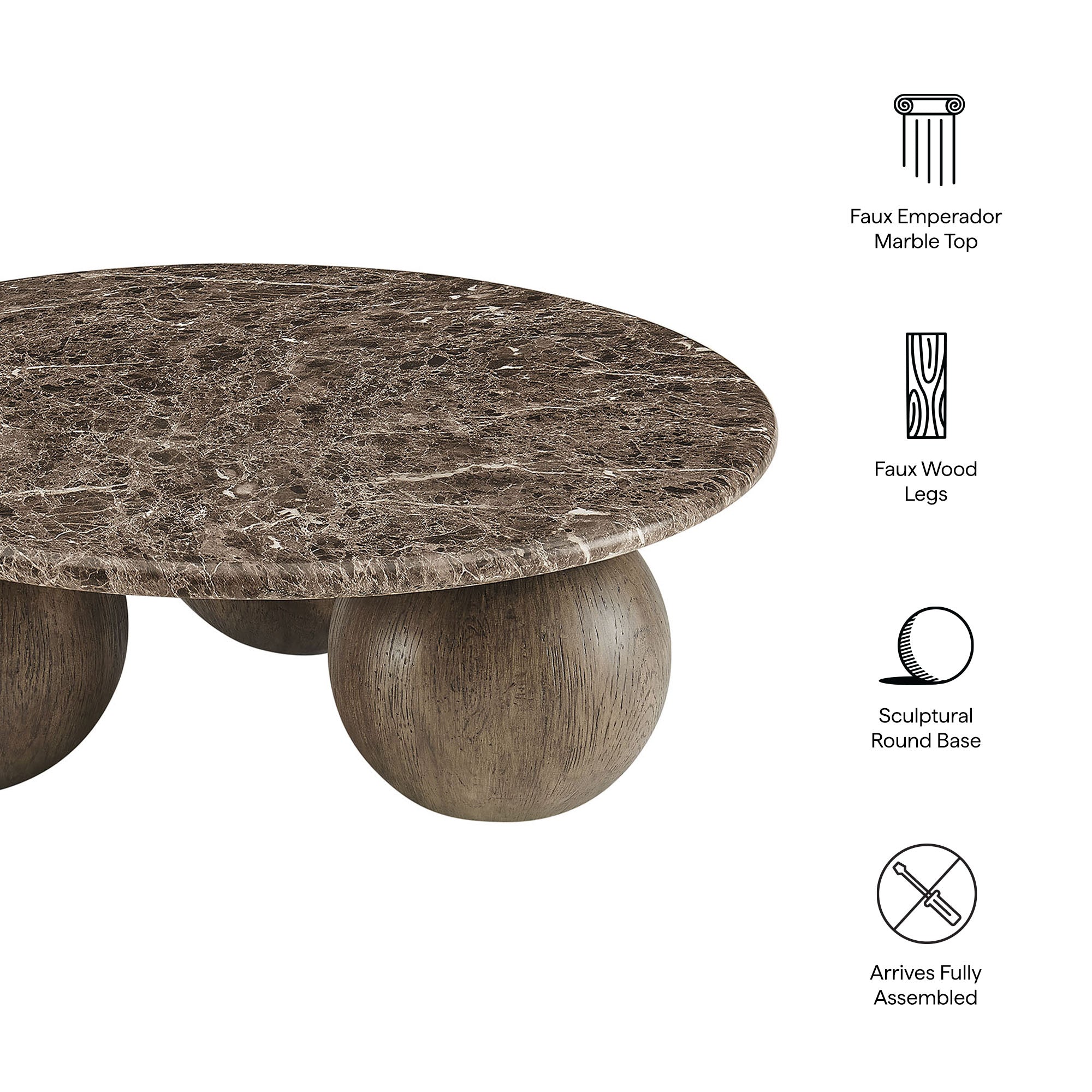 Modway EEI-7622 Pietra Indoor Outdoor Patio Round Coffee Table