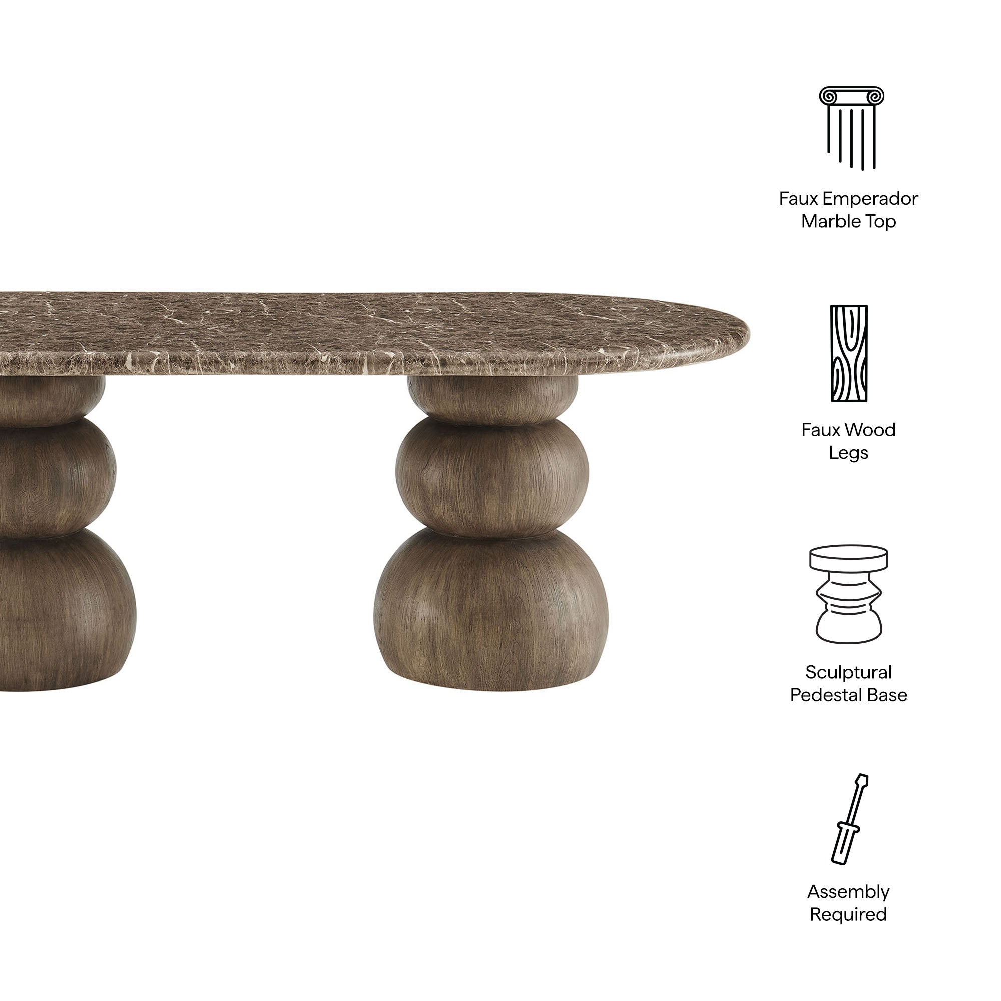 Modway EEI-7623 Pietra Indoor Outdoor Patio Oval Dining Table