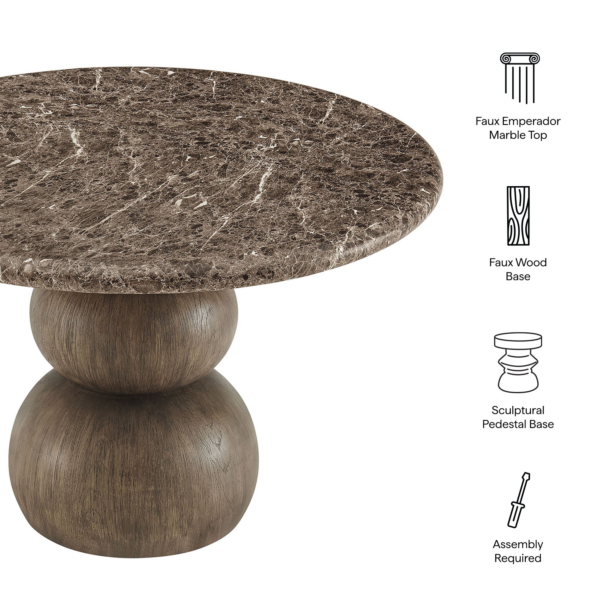 Modway EEI-7624 Pietra Indoor Outdoor Patio Round Dining Table