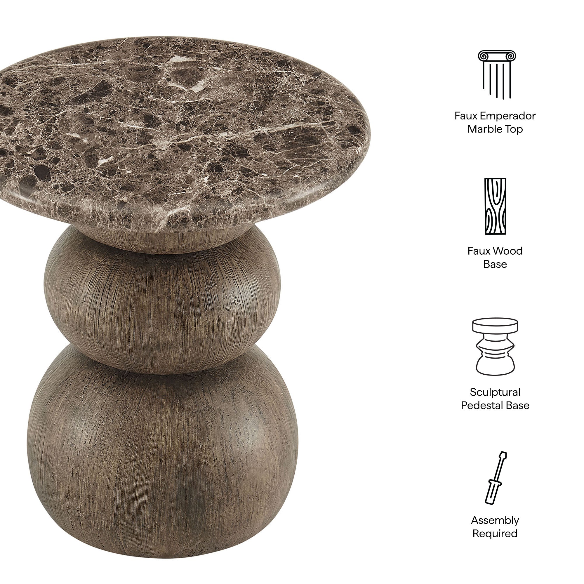 Modway EEI-7625 Pietra Indoor Outdoor Patio Round Side Table