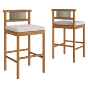 Modway EEI-7626 Eleni Outdoor Patio Teak Wood Bar Stools Set of 2