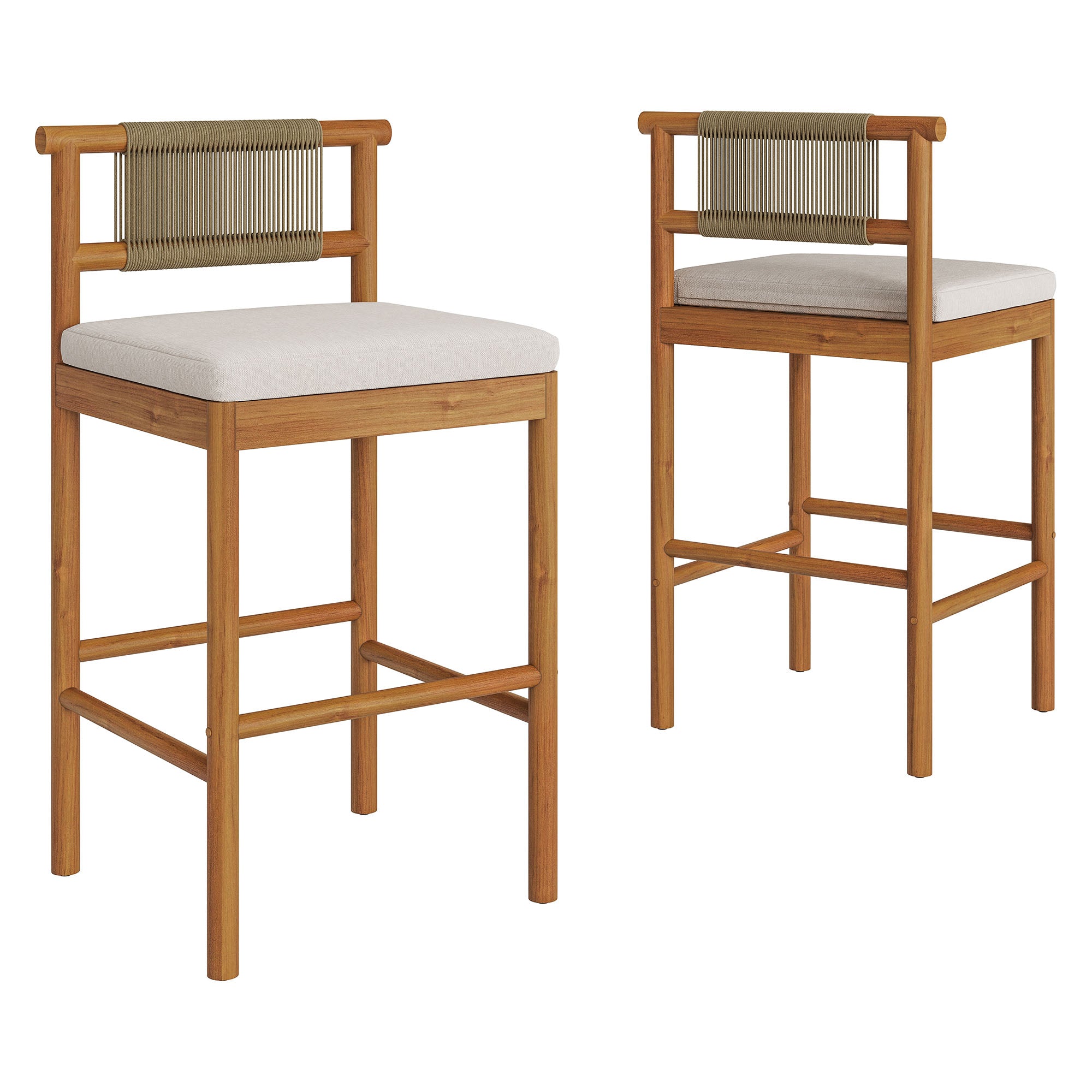 Modway EEI-7626 Eleni Outdoor Patio Teak Wood Bar Stools Set of 2