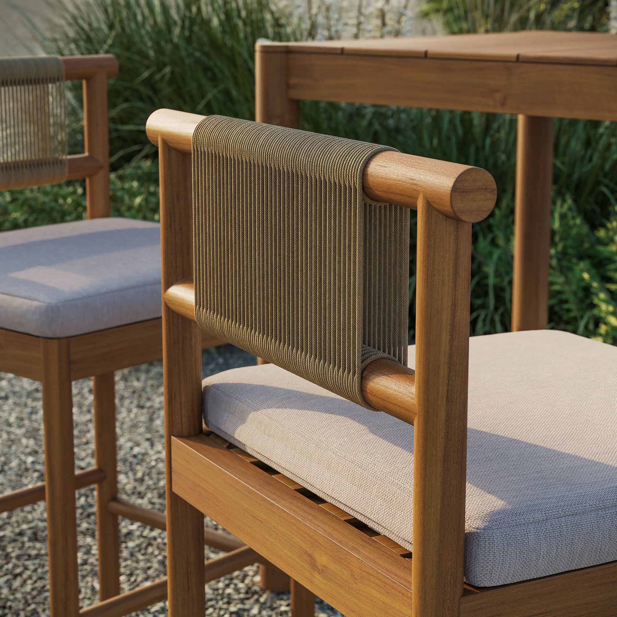 Modway EEI-7626 Eleni Outdoor Patio Teak Wood Bar Stools Set of 2