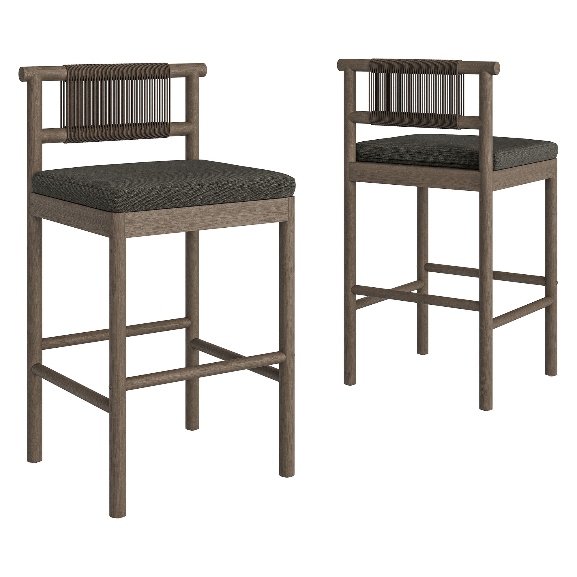 Modway EEI-7626 Eleni Outdoor Patio Teak Wood Bar Stools Set of 2