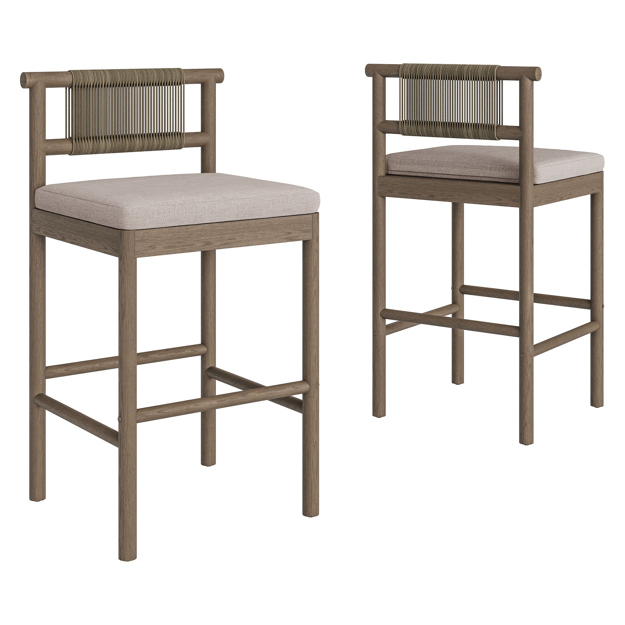 Modway EEI-7626 Eleni Outdoor Patio Teak Wood Bar Stools Set of 2