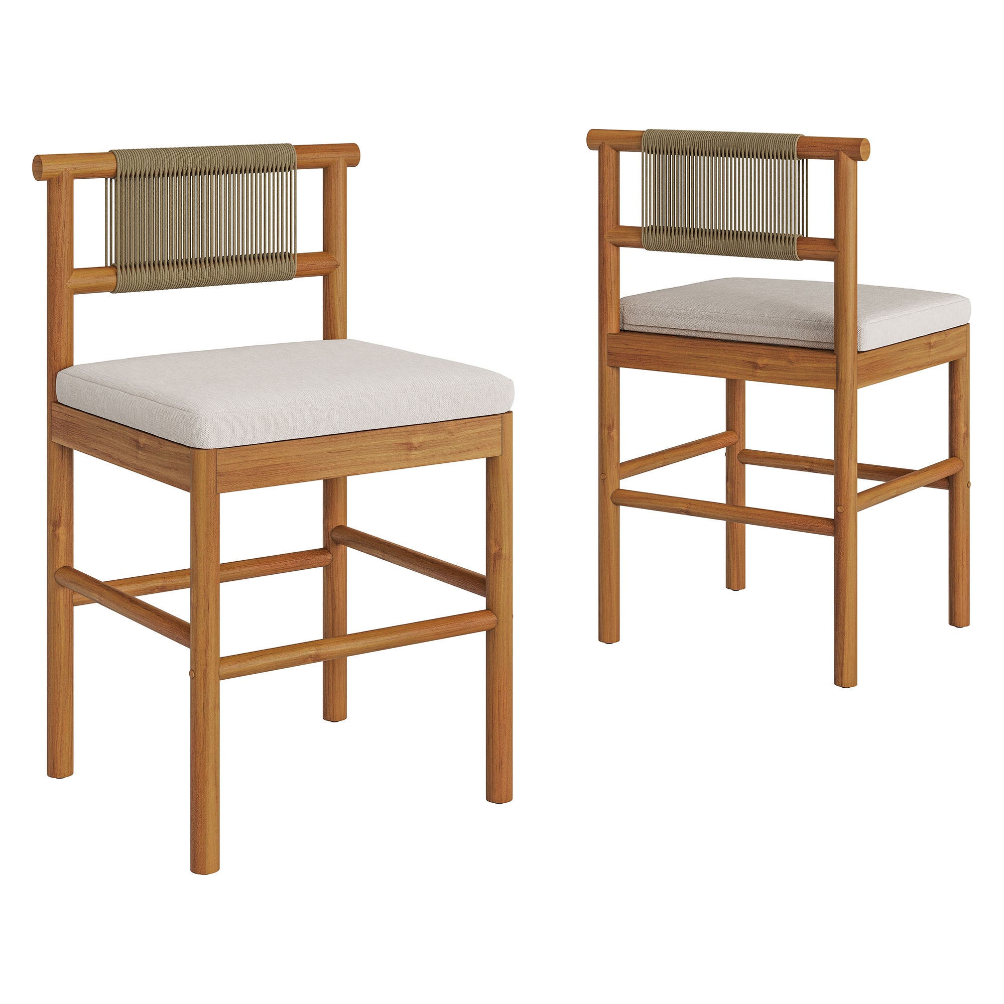 Modway EEI-7627 Eleni Outdoor Patio Teak Wood Counter Stools Set of 2
