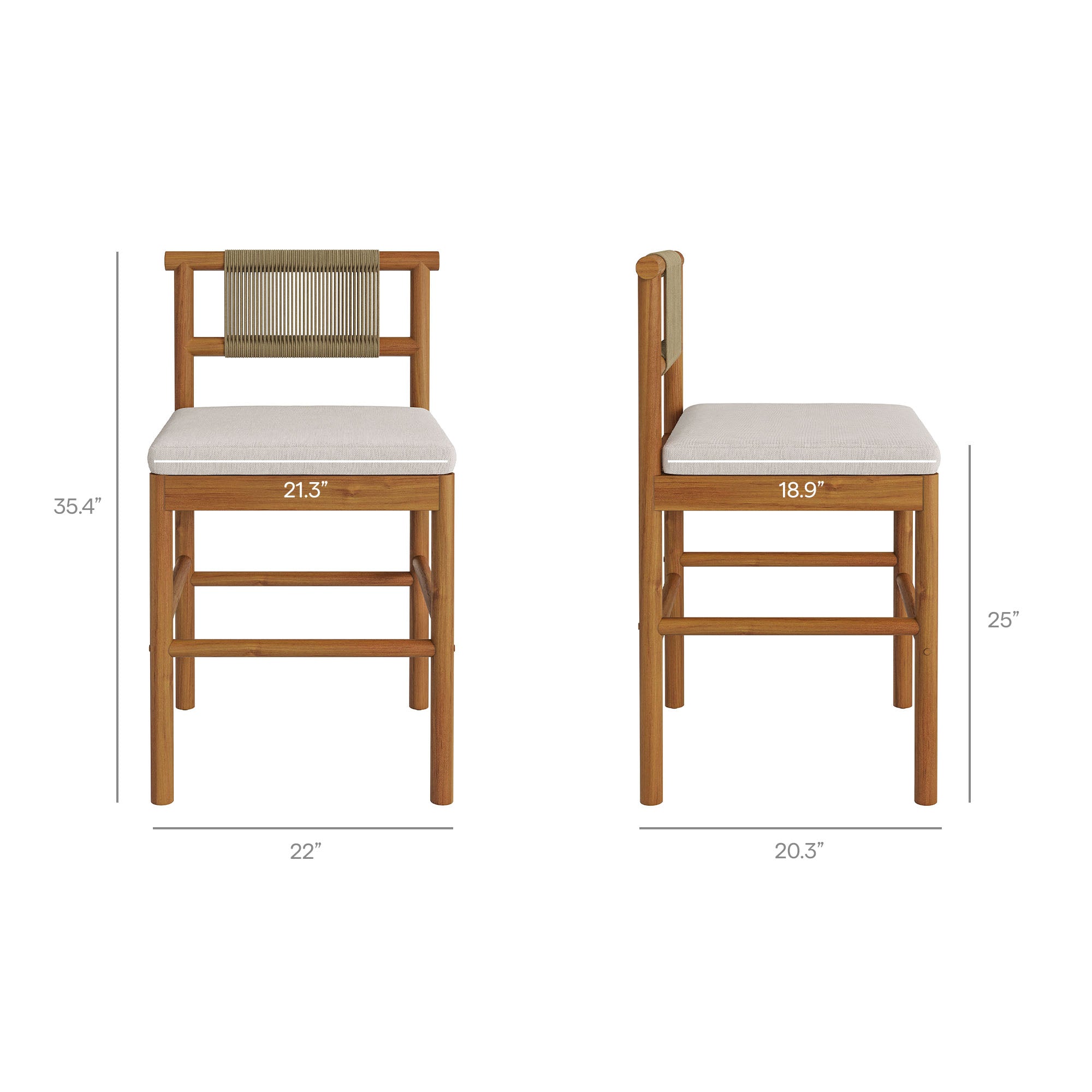 Modway EEI-7627 Eleni Outdoor Patio Teak Wood Counter Stools Set of 2