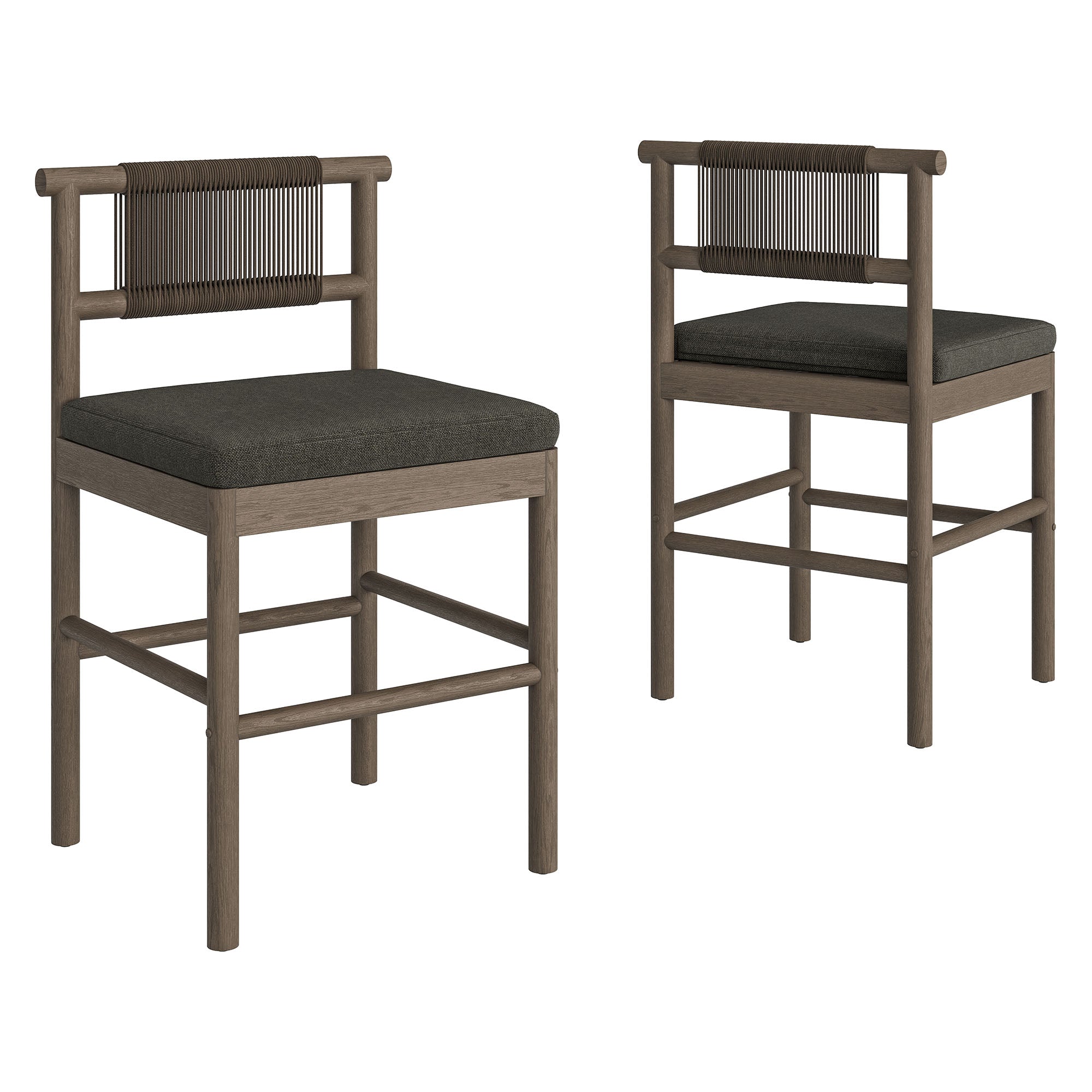 Modway EEI-7627 Eleni Outdoor Patio Teak Wood Counter Stools Set of 2