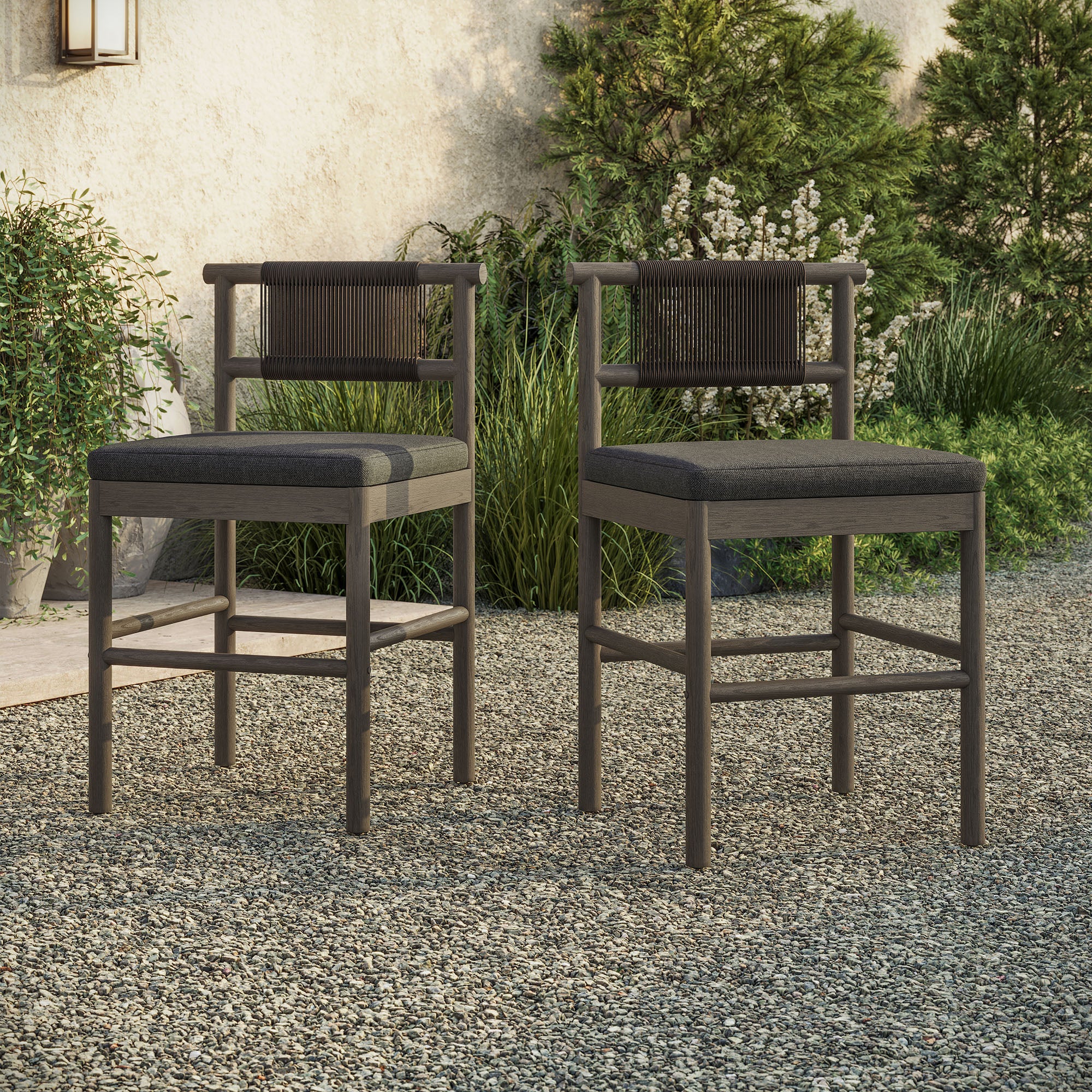 Modway EEI-7627 Eleni Outdoor Patio Teak Wood Counter Stools Set of 2