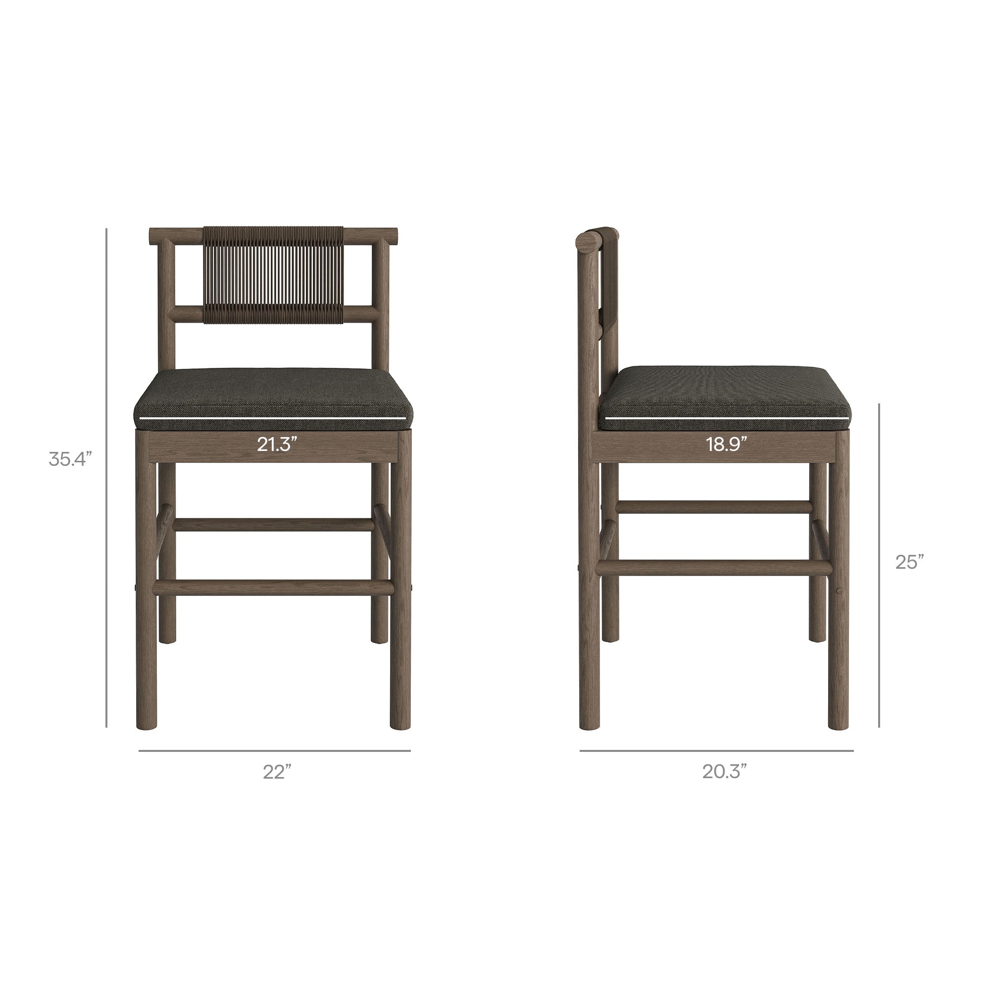 Modway EEI-7627 Eleni Outdoor Patio Teak Wood Counter Stools Set of 2