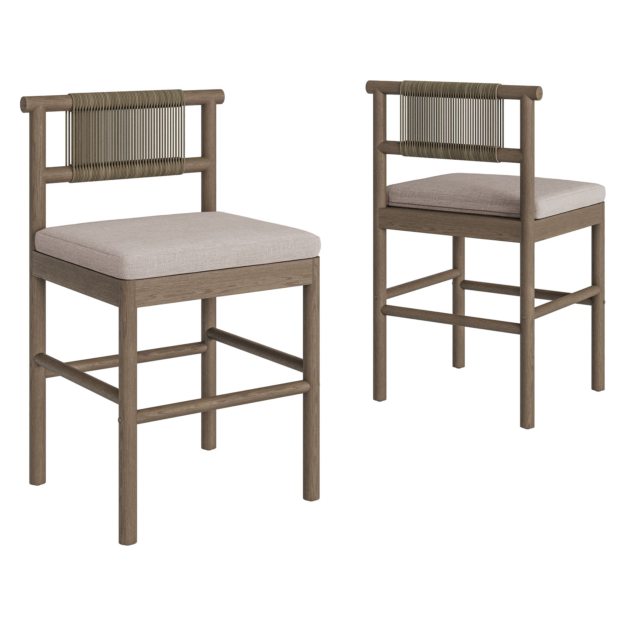 Modway EEI-7627 Eleni Outdoor Patio Teak Wood Counter Stools Set of 2