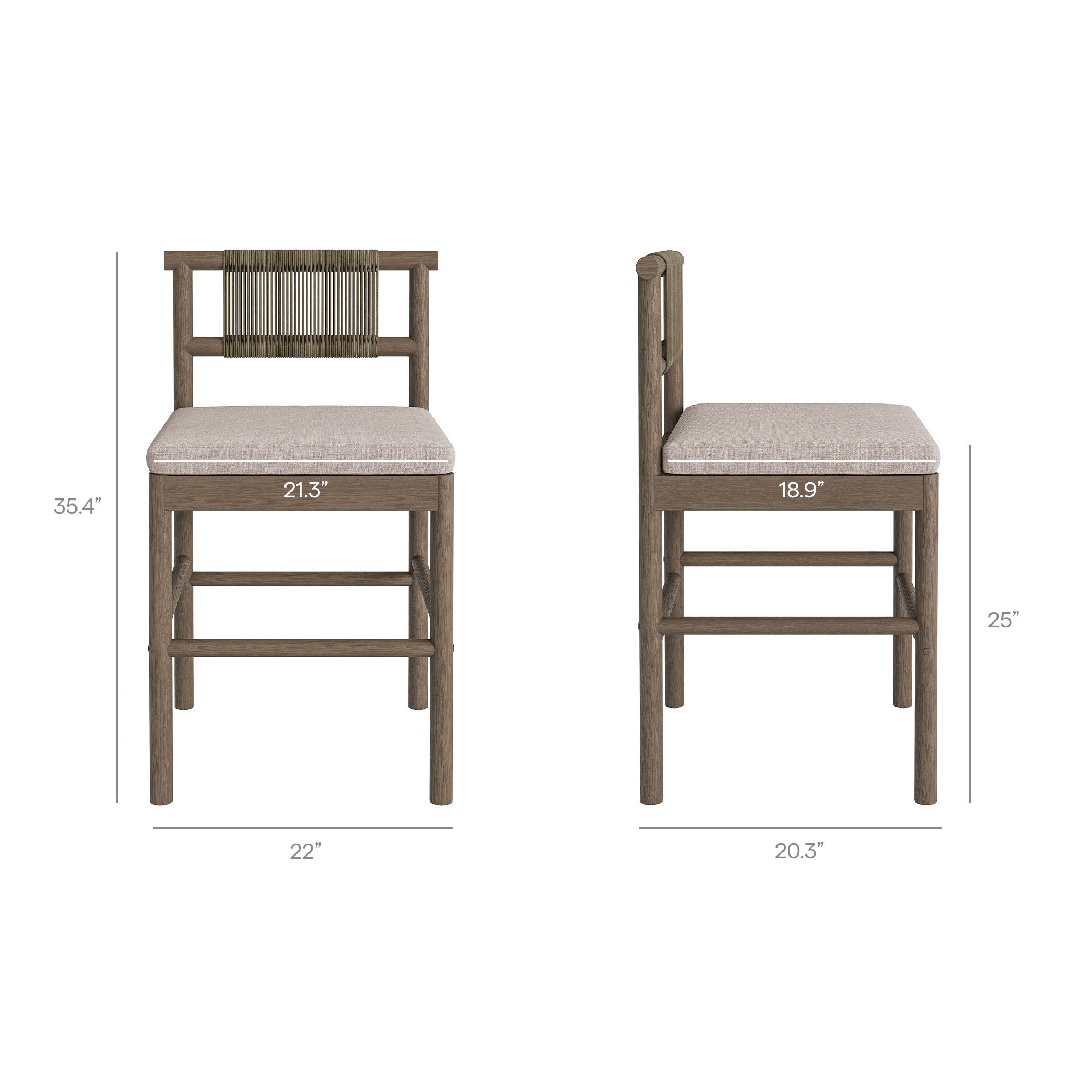 Modway EEI-7627 Eleni Outdoor Patio Teak Wood Counter Stools Set of 2