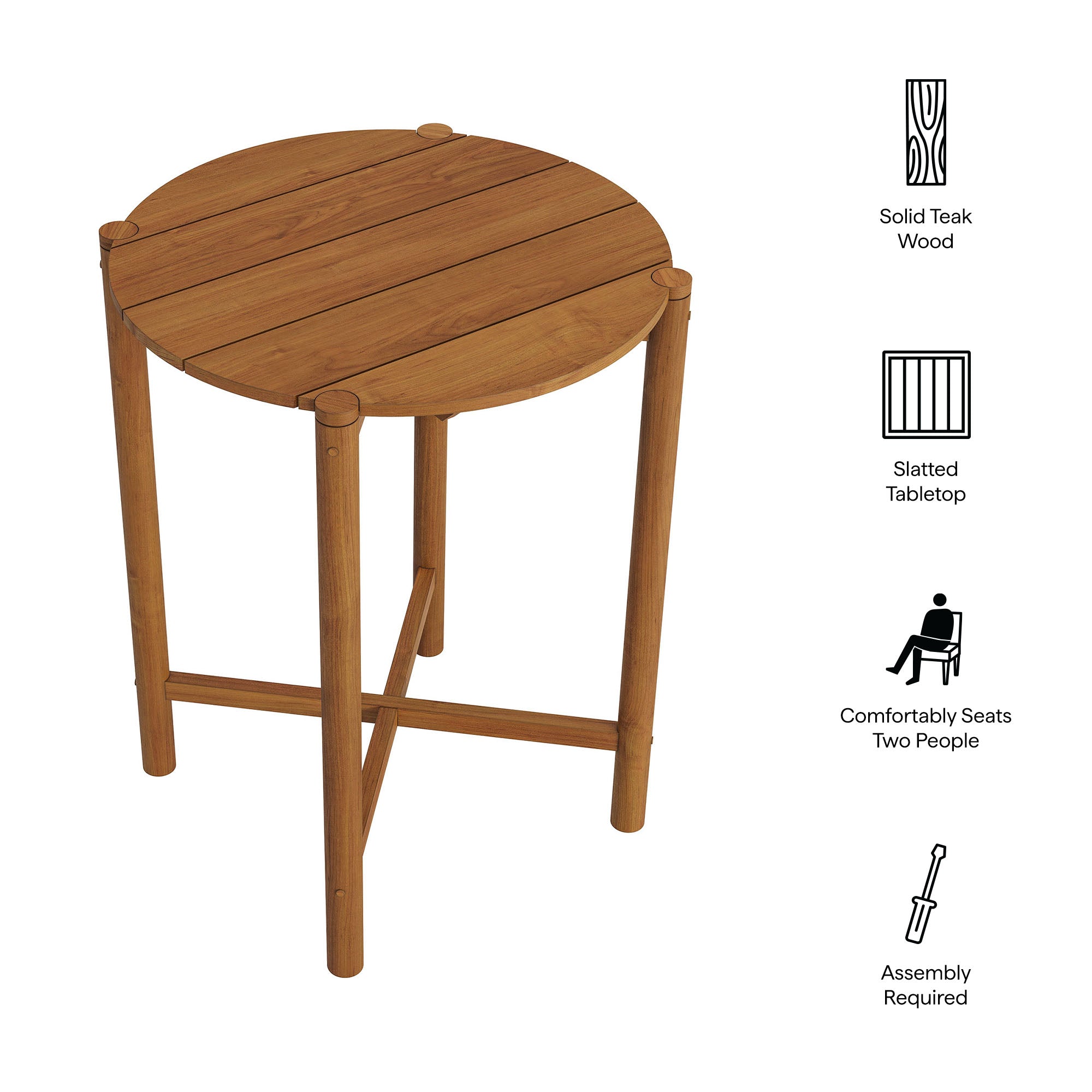 Modway EEI-7628 Eleni Round 35 Inch Outdoor Patio Teak Wood Round Bar Table