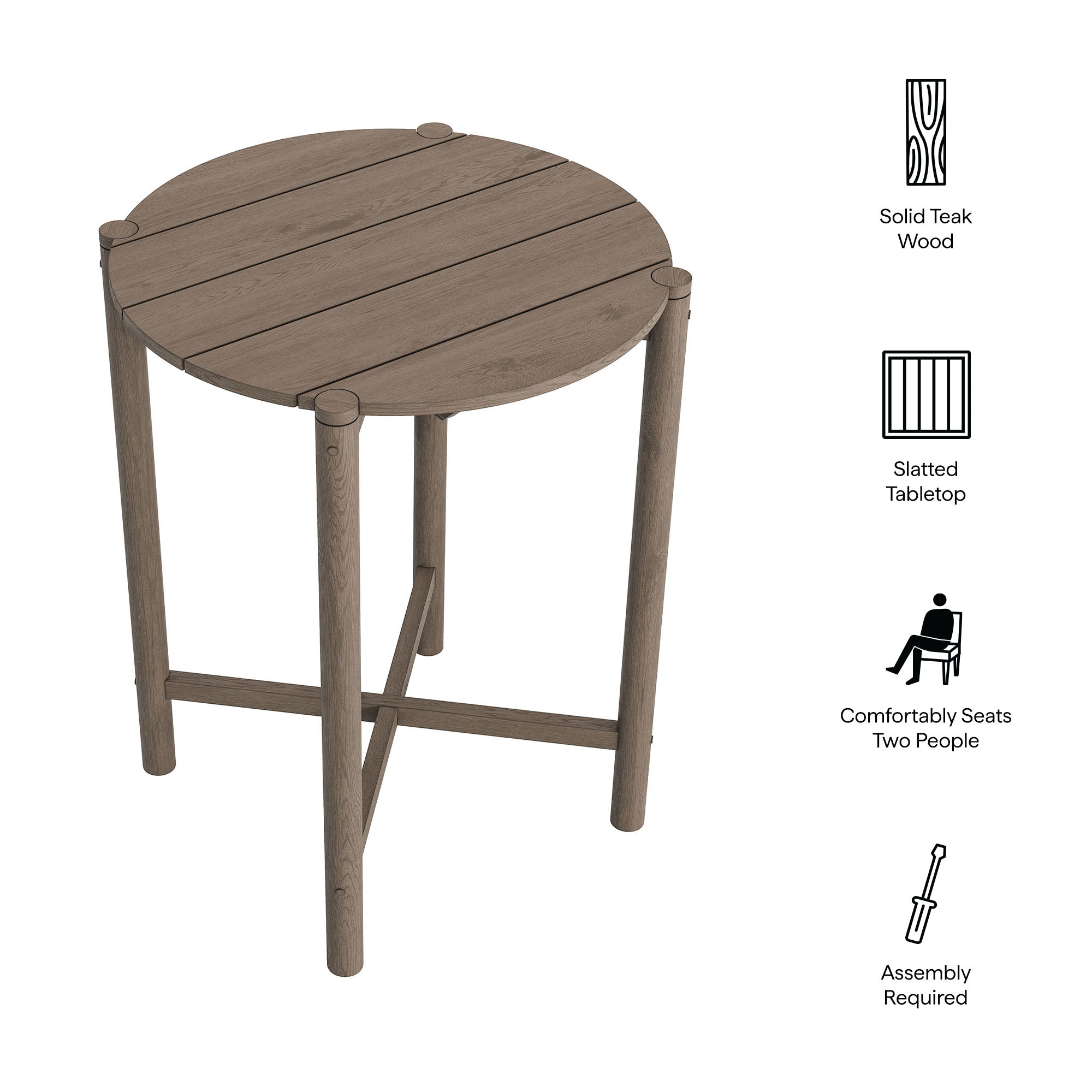 Modway EEI-7628 Eleni Round 35 Inch Outdoor Patio Teak Wood Round Bar Table