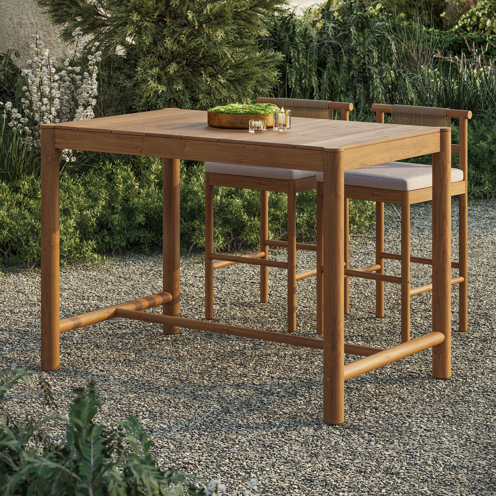 Modway EEI-7629 Eleni Rectangle 56-Inch Outdoor Patio Teak Wood Rectangular Bar Table