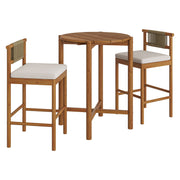 Modway EEI-7630 Eleni 3-Piece Outdoor Patio Teak Wood Bar Set