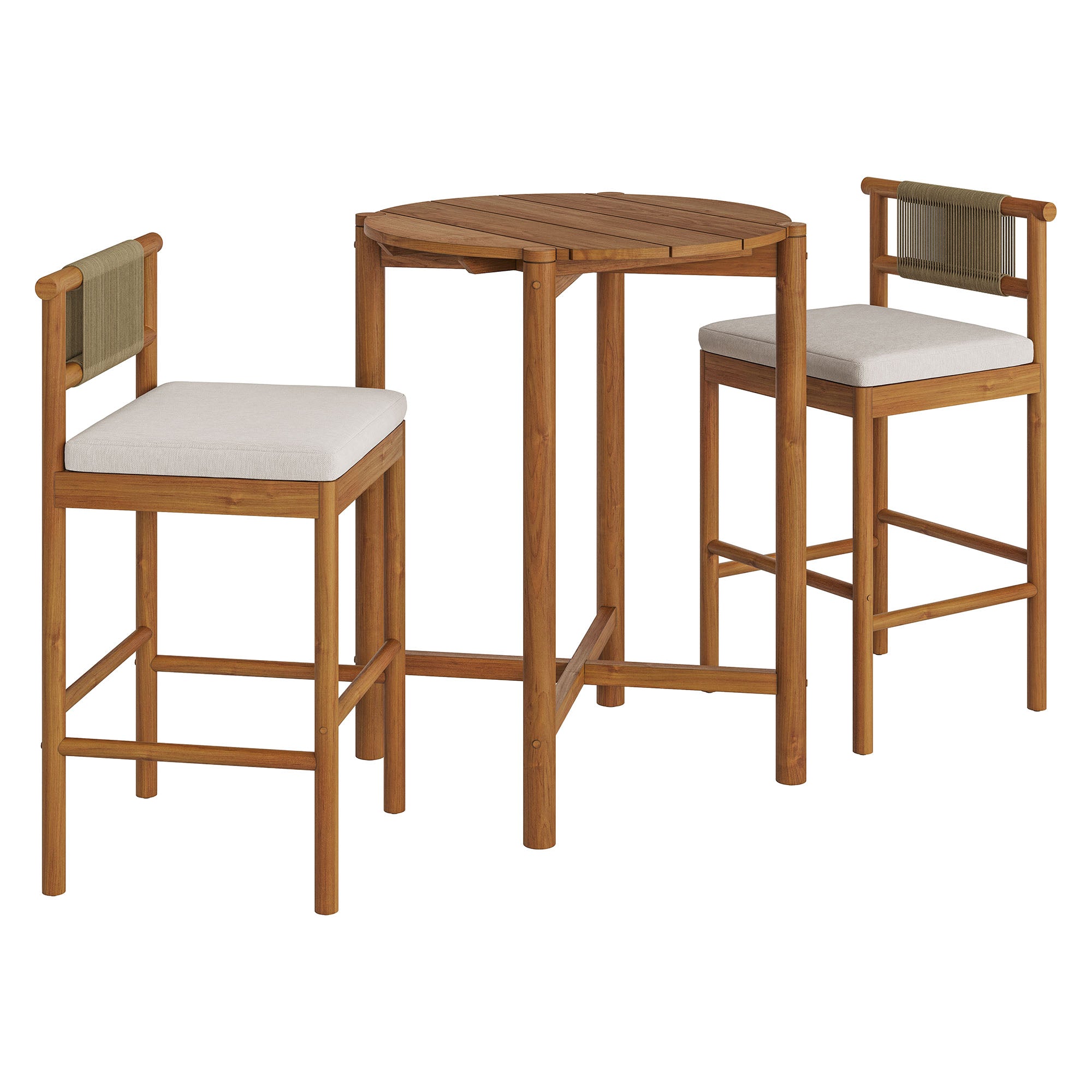 Modway EEI-7630 Eleni 3-Piece Outdoor Patio Teak Wood Bar Set