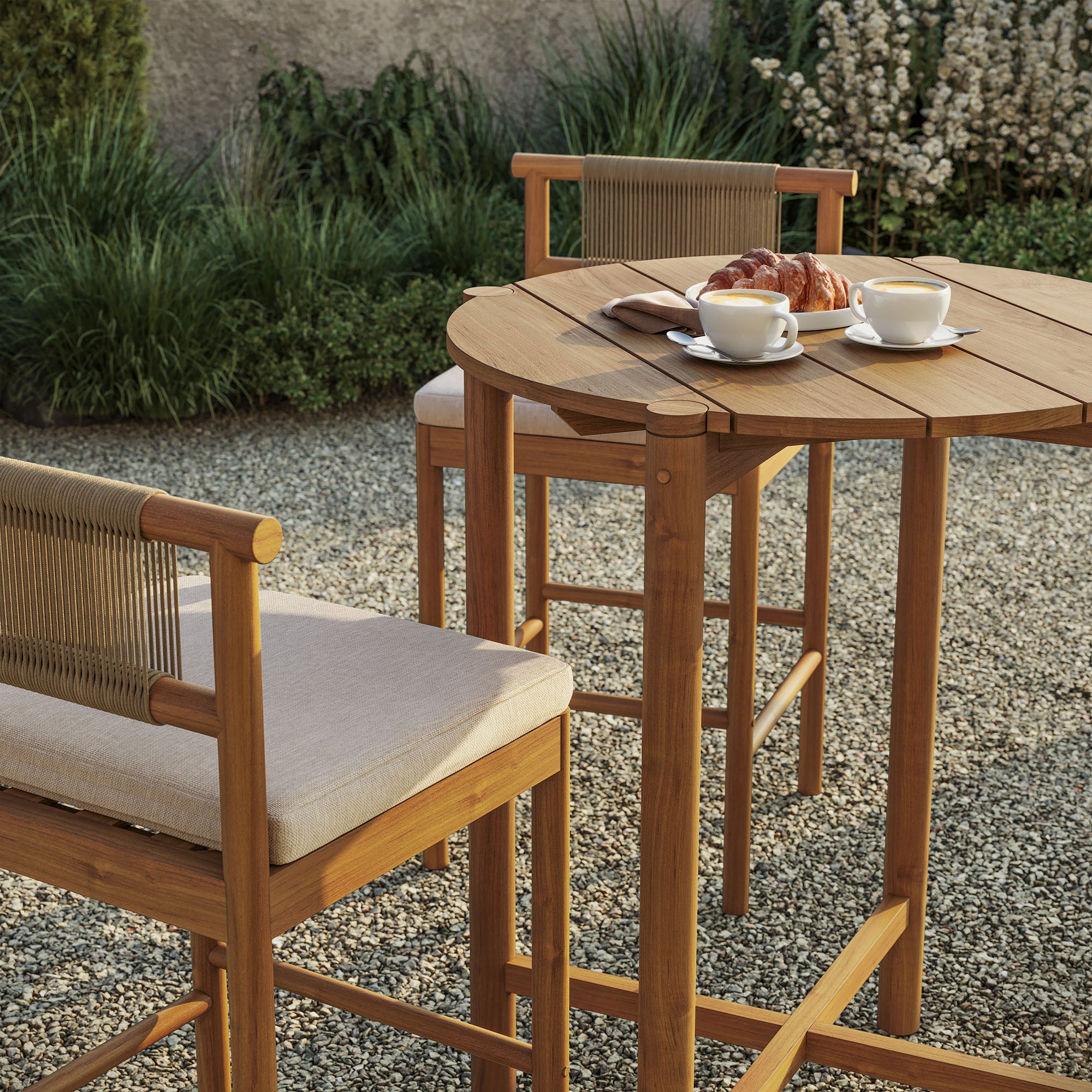 Modway EEI-7630 Eleni 3-Piece Outdoor Patio Teak Wood Bar Set