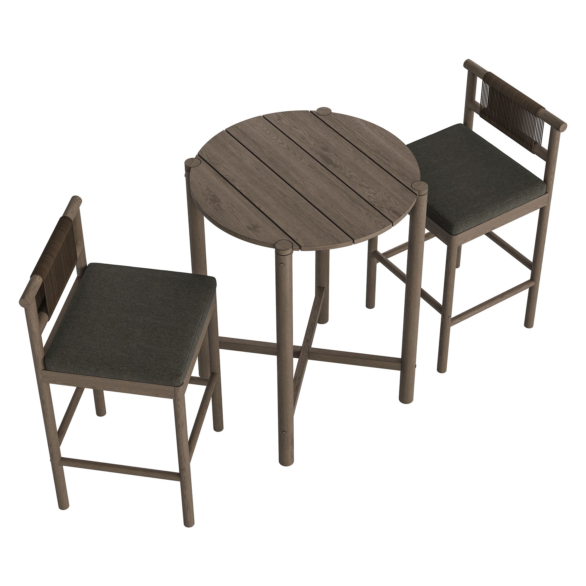 Modway EEI-7630 Eleni 3-Piece Outdoor Patio Teak Wood Bar Set