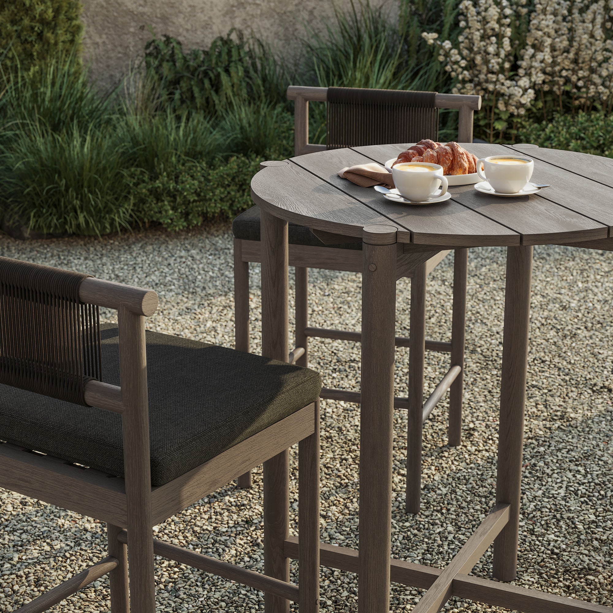 Modway EEI-7630 Eleni 3-Piece Outdoor Patio Teak Wood Bar Set
