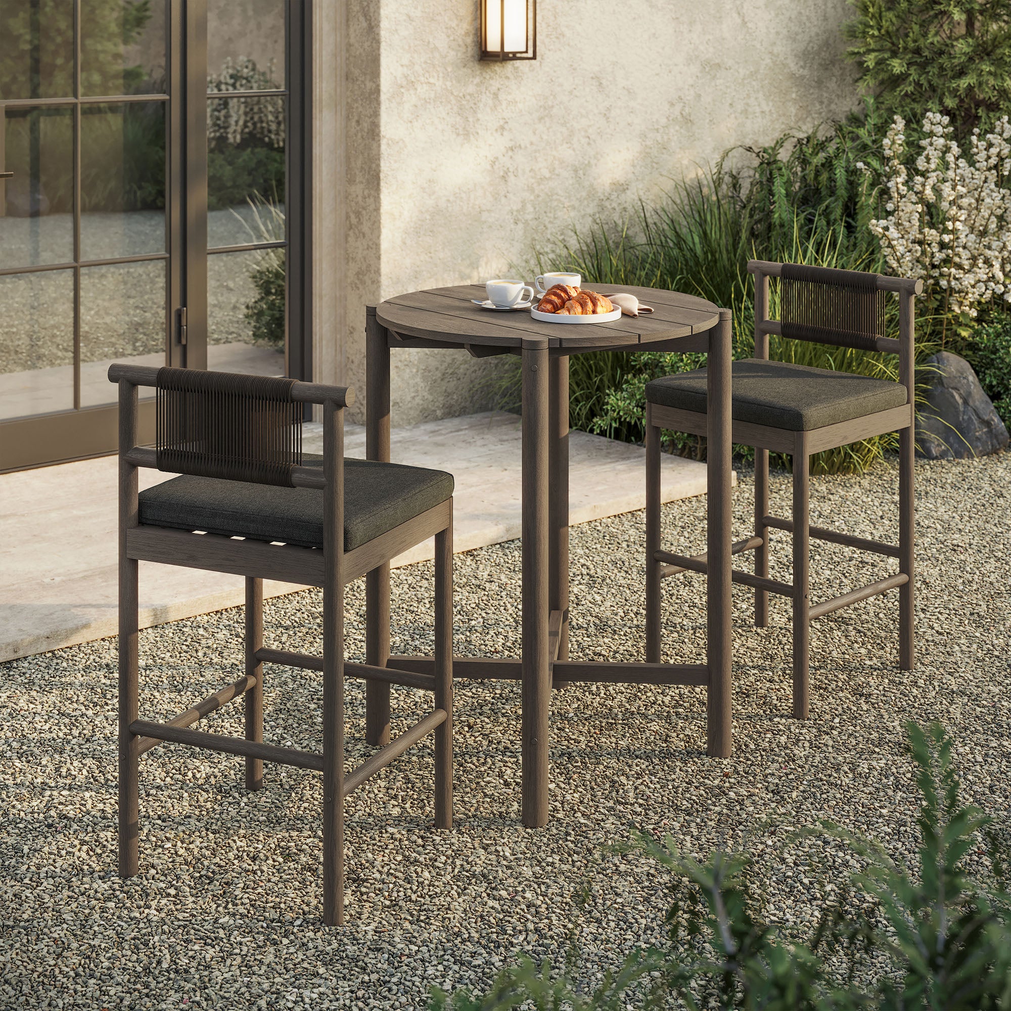 Modway EEI-7630 Eleni 3-Piece Outdoor Patio Teak Wood Bar Set