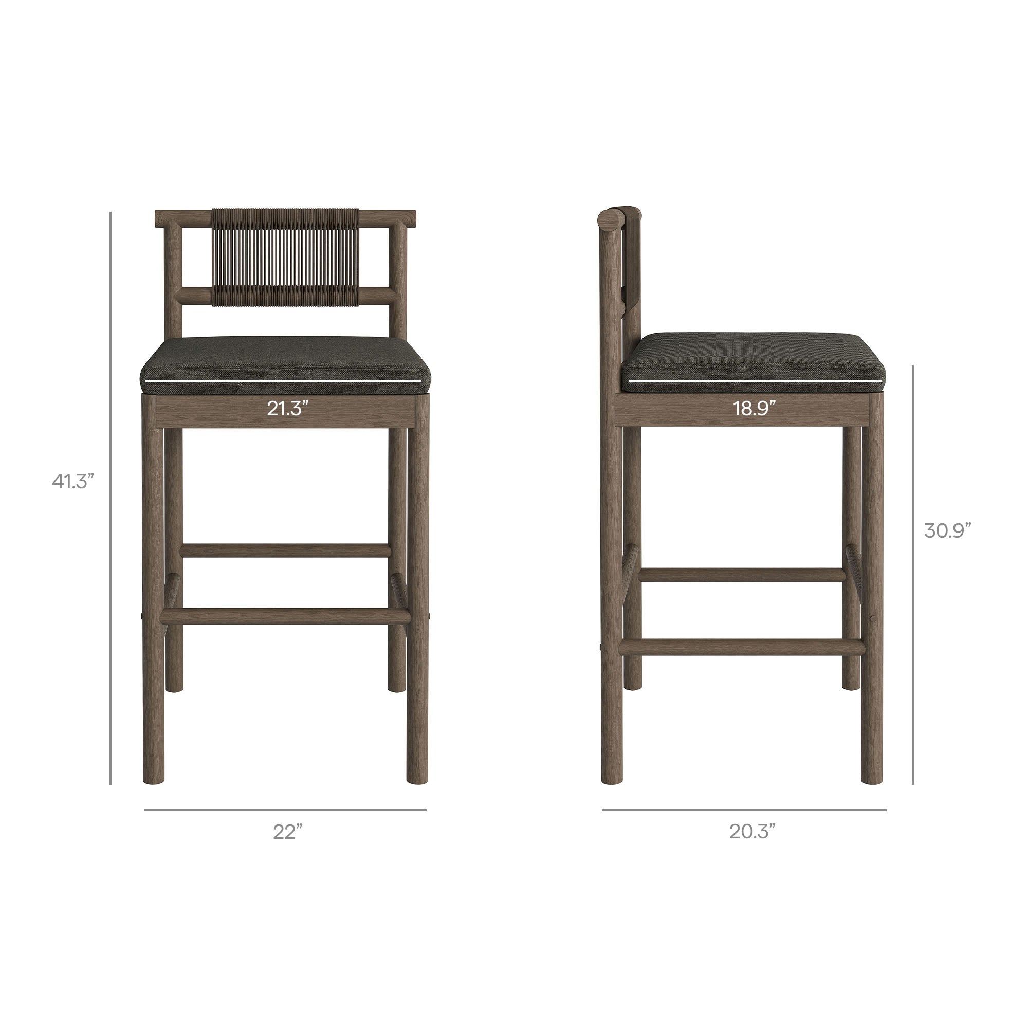 Modway EEI-7630 Eleni 3-Piece Outdoor Patio Teak Wood Bar Set