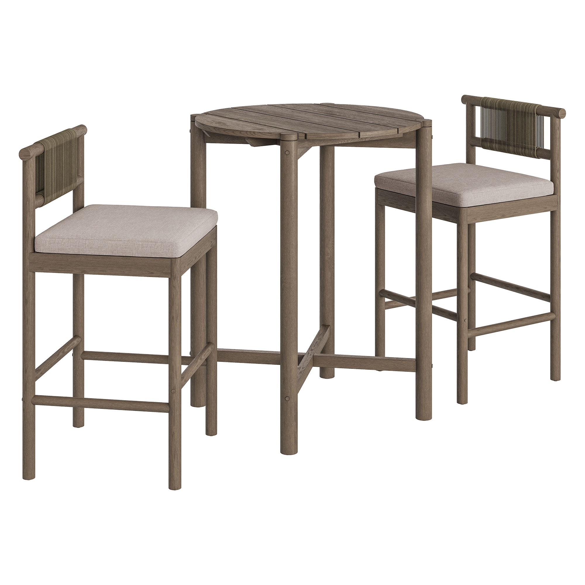 Modway EEI-7630 Eleni 3-Piece Outdoor Patio Teak Wood Bar Set
