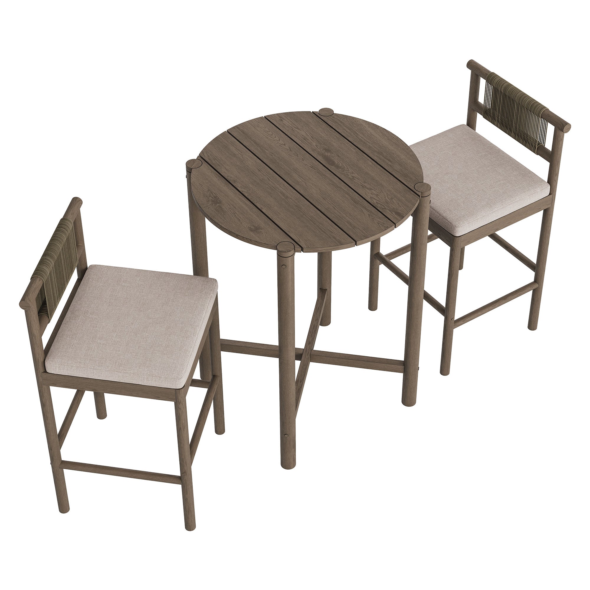 Modway EEI-7630 Eleni 3-Piece Outdoor Patio Teak Wood Bar Set