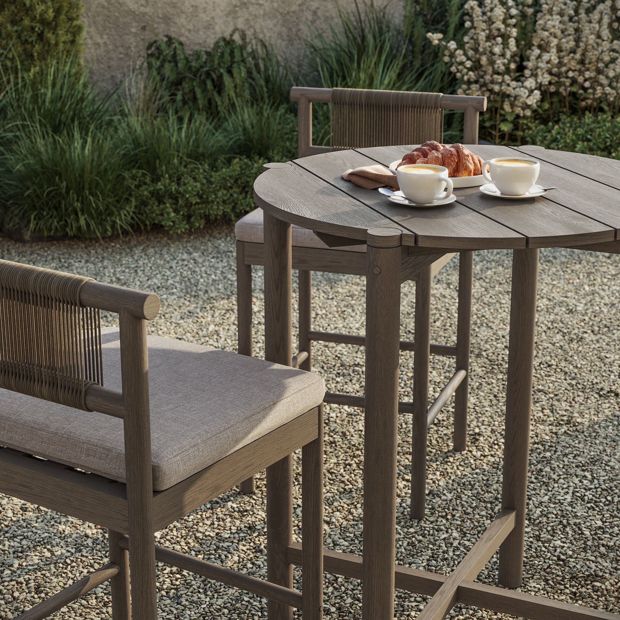 Modway EEI-7630 Eleni 3-Piece Outdoor Patio Teak Wood Bar Set