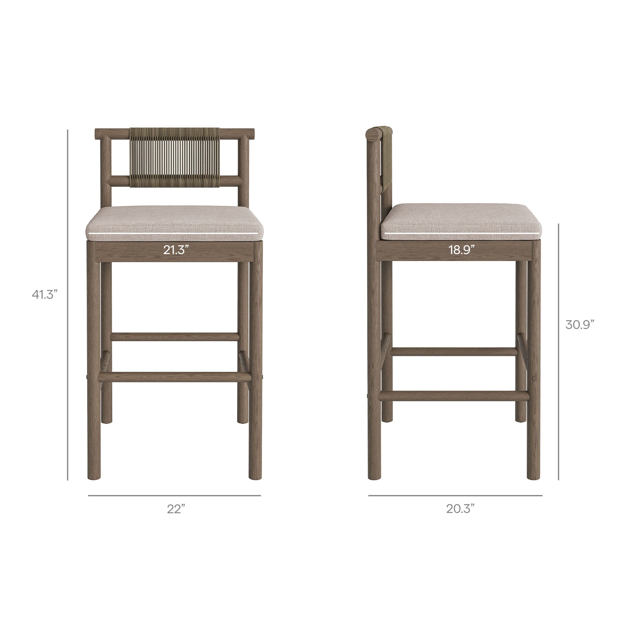 Modway EEI-7630 Eleni 3-Piece Outdoor Patio Teak Wood Bar Set