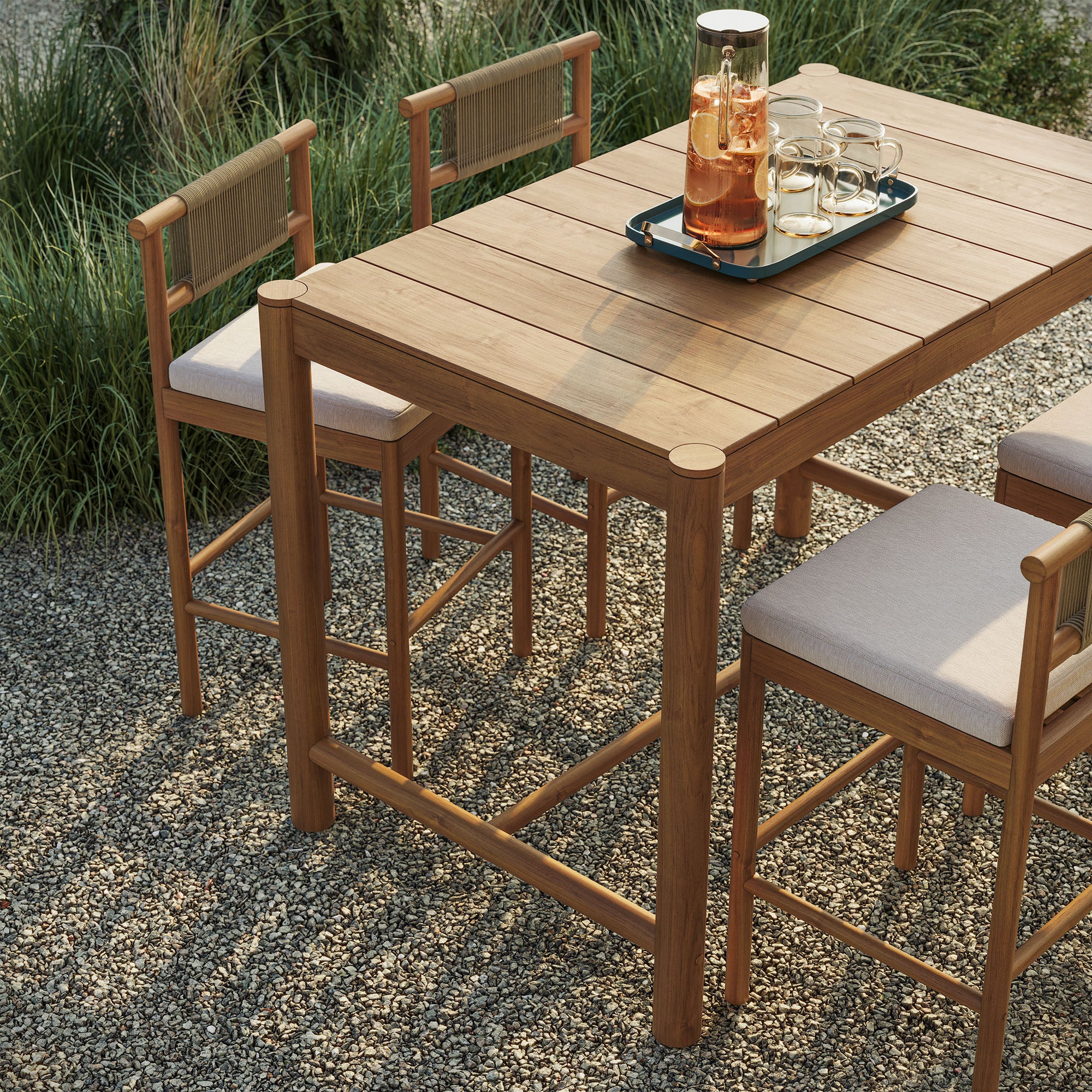Modway EEI-7631 Eleni 5-Piece Outdoor Patio Teak Wood Bar Set