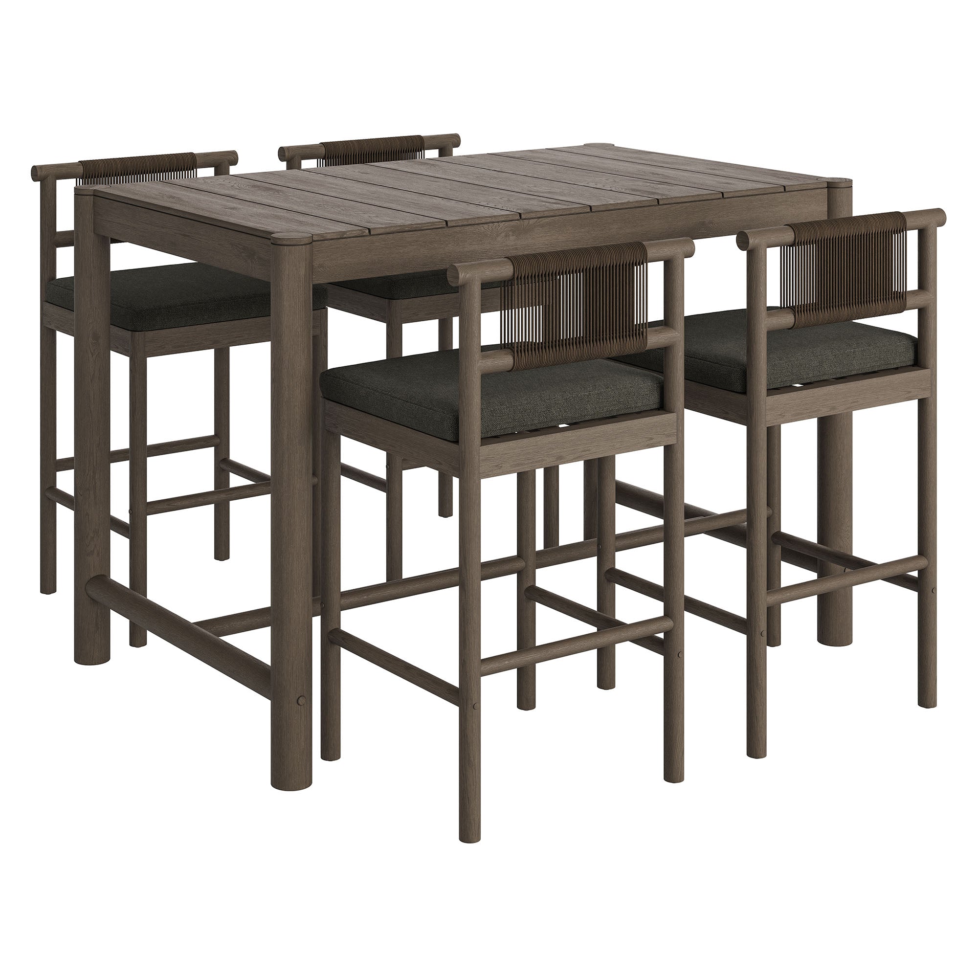 Modway EEI-7631 Eleni 5-Piece Outdoor Patio Teak Wood Bar Set
