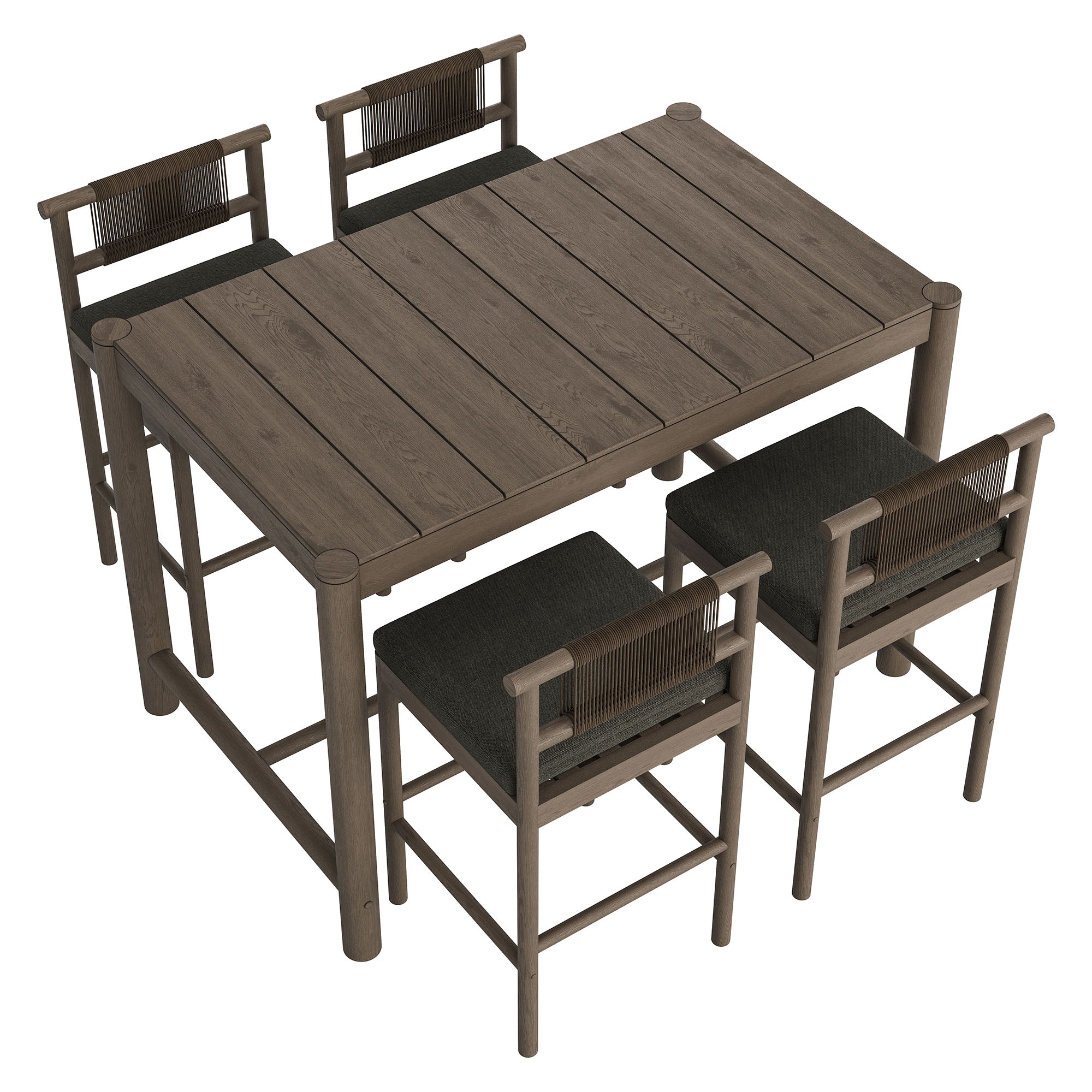 Modway EEI-7631 Eleni 5-Piece Outdoor Patio Teak Wood Bar Set