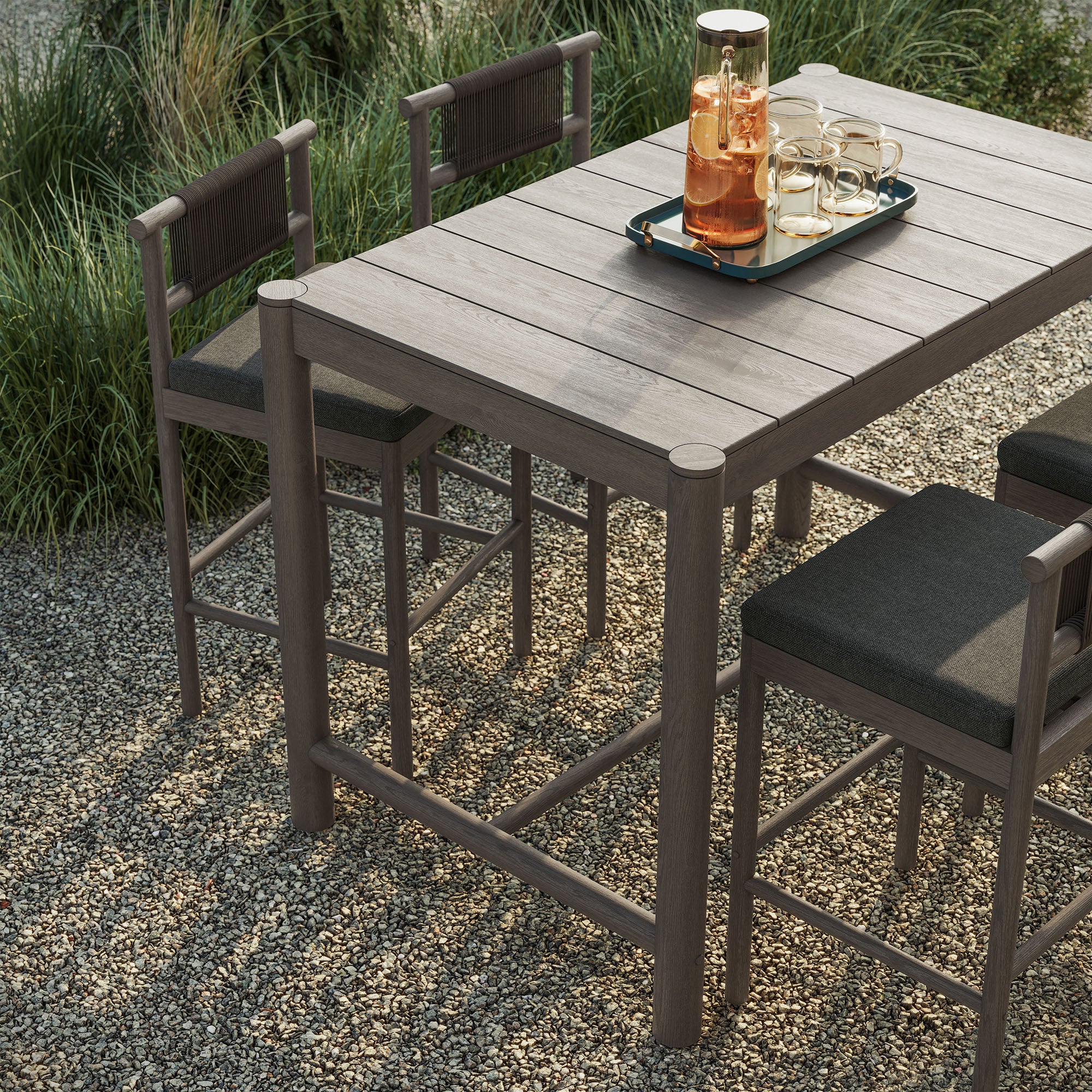 Modway EEI-7631 Eleni 5-Piece Outdoor Patio Teak Wood Bar Set