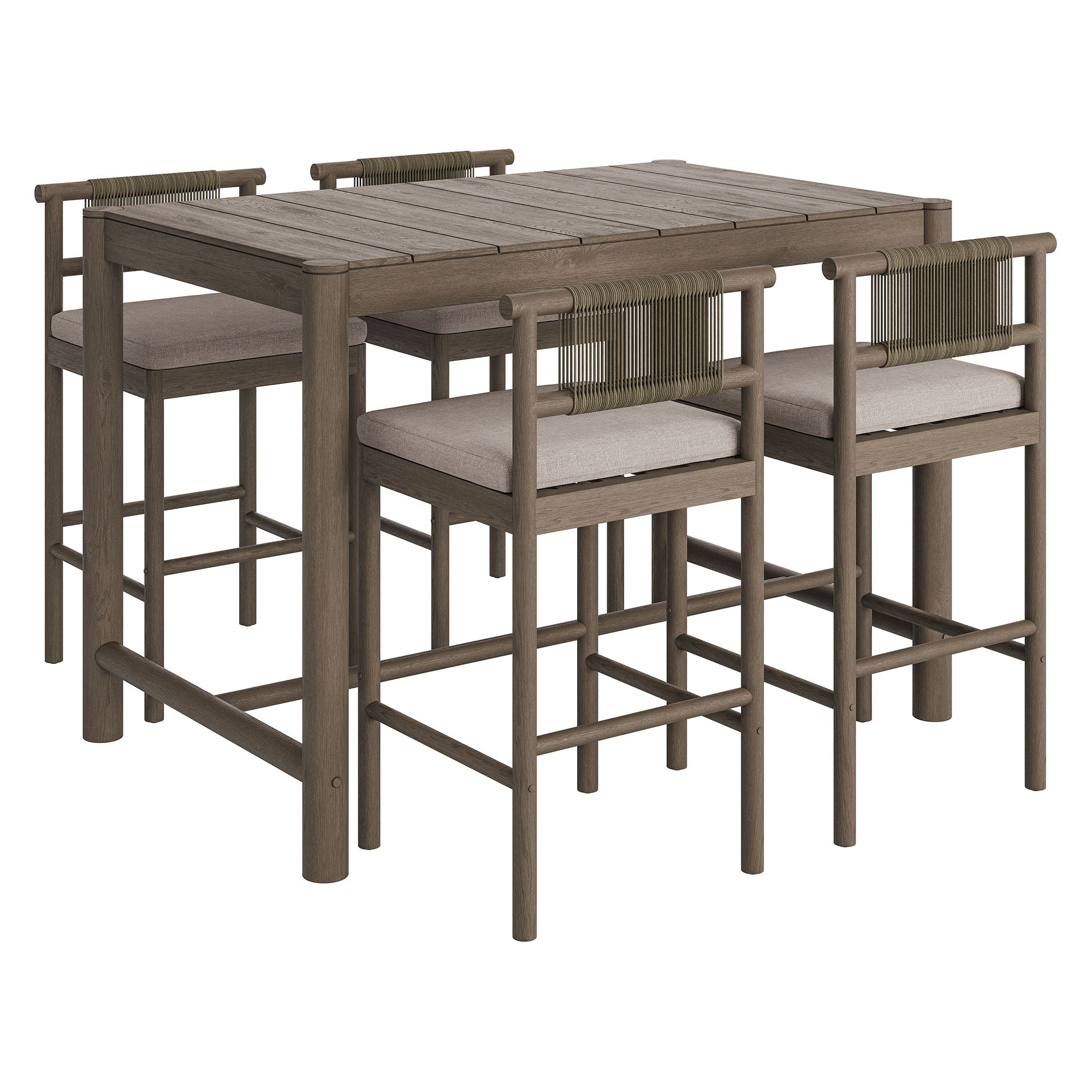 Modway EEI-7631 Eleni 5-Piece Outdoor Patio Teak Wood Bar Set