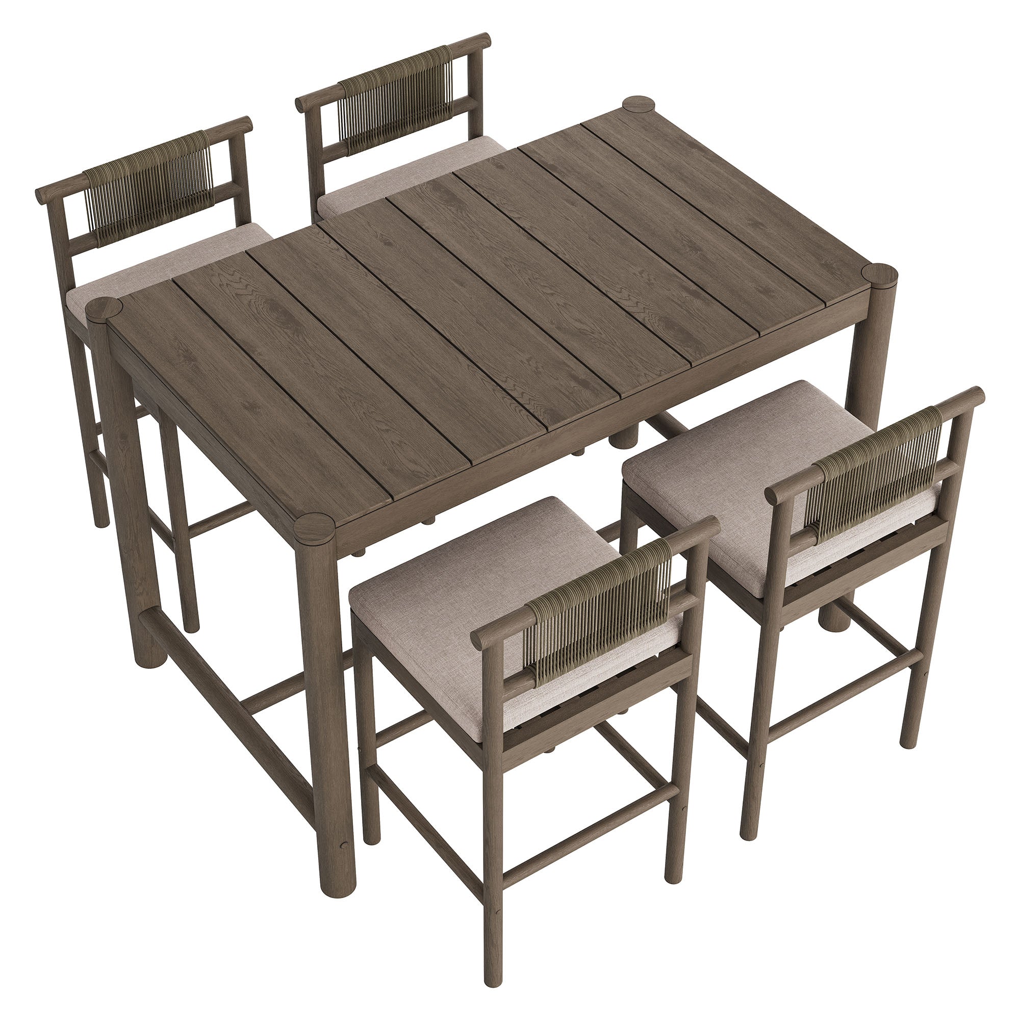 Modway EEI-7631 Eleni 5-Piece Outdoor Patio Teak Wood Bar Set